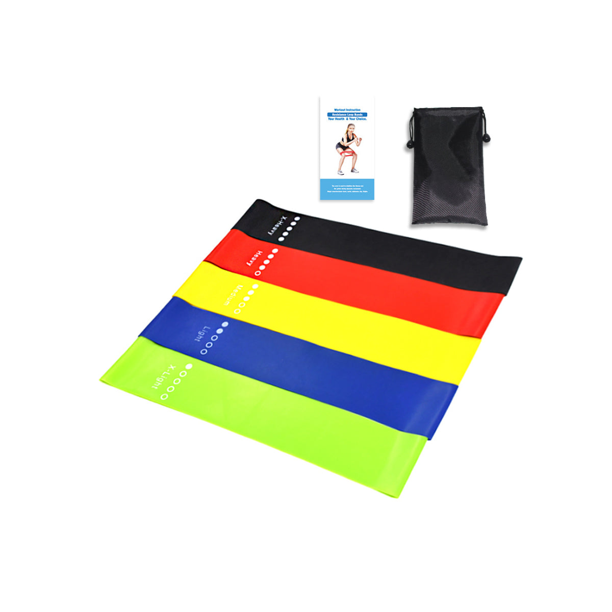 Flex And Stretch Set of 5 Exercise Latex Bands - Enhance Workouts with Durable and Portable Resistance Bands