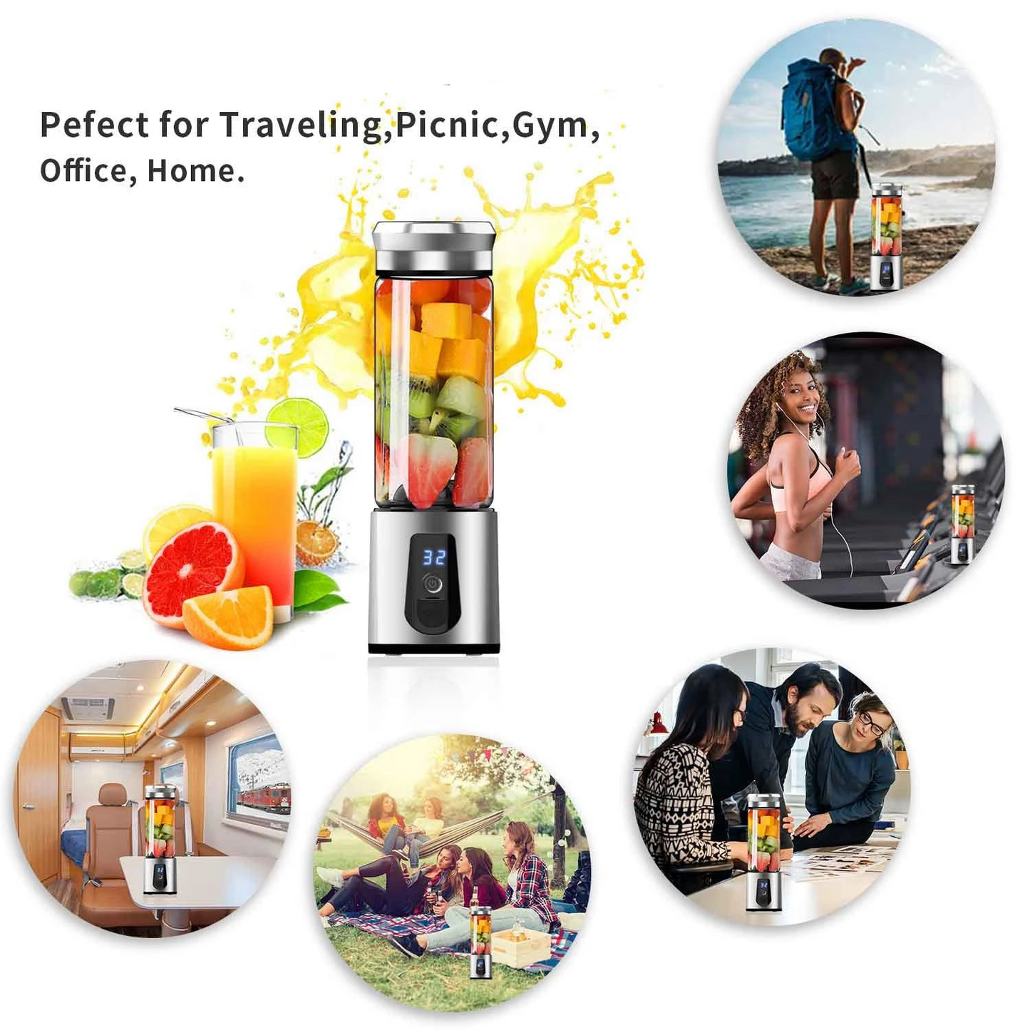 JuiceUp N Go Quick Portable Juicer and Smoothie Blender - Powerful, Lightweight & Convenient, Rechargeable & USB Charging, BPA-Free, Dishwasher Safe