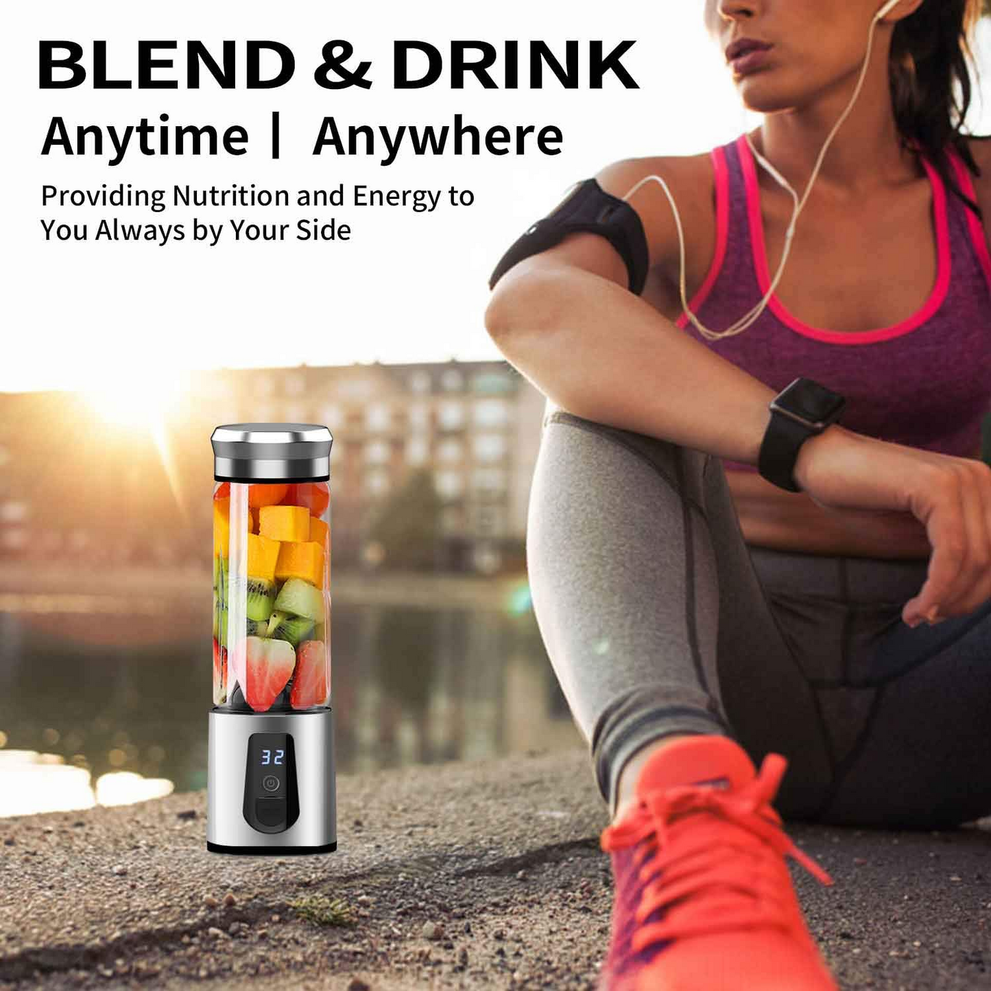 JuiceUp N Go Quick Portable Juicer and Smoothie Blender - Powerful, Lightweight & Convenient, Rechargeable & USB Charging, BPA-Free, Dishwasher Safe