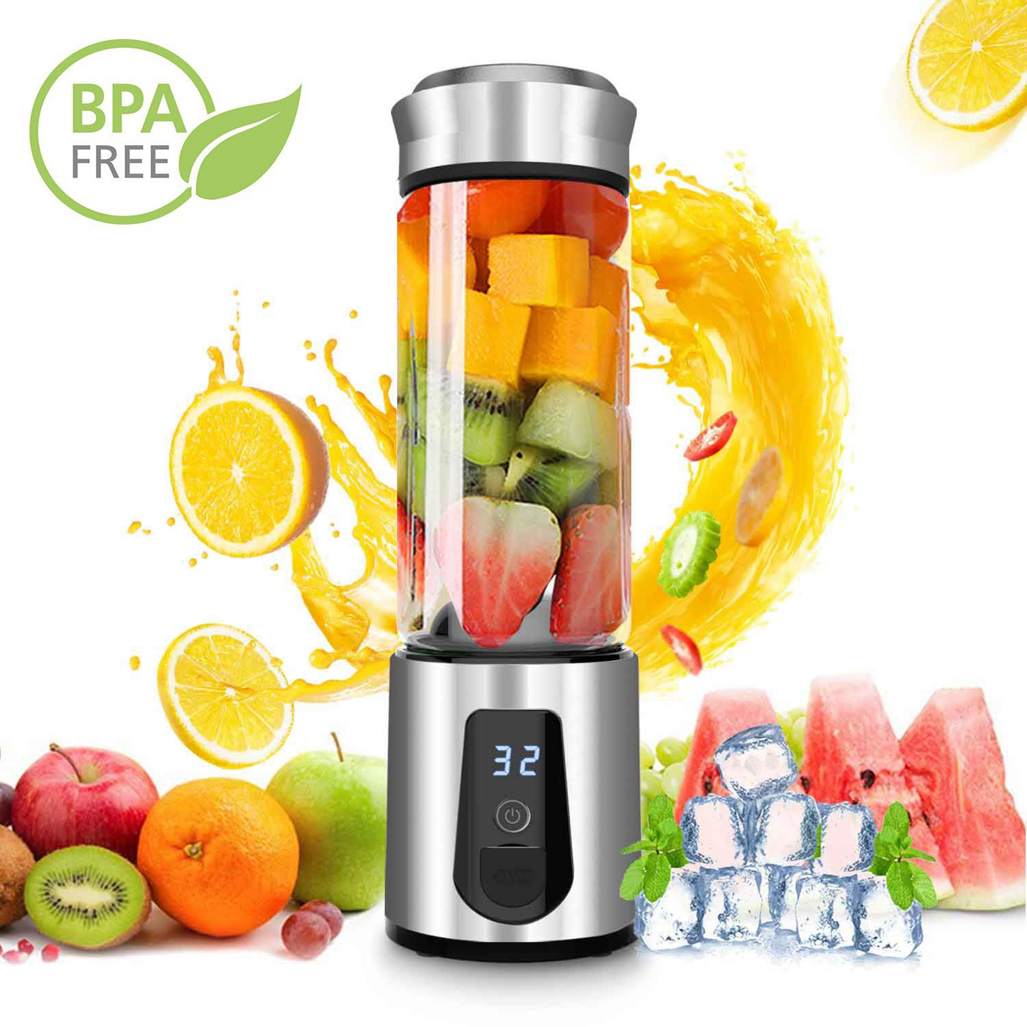 JuiceUp N Go Quick Portable Juicer and Smoothie Blender - Powerful, Lightweight & Convenient, Rechargeable & USB Charging, BPA-Free, Dishwasher Safe