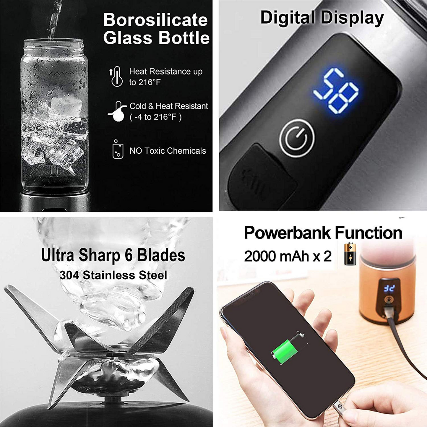 JuiceUp N Go Quick Portable Juicer and Smoothie Blender - Powerful, Lightweight & Convenient, Rechargeable & USB Charging, BPA-Free, Dishwasher Safe