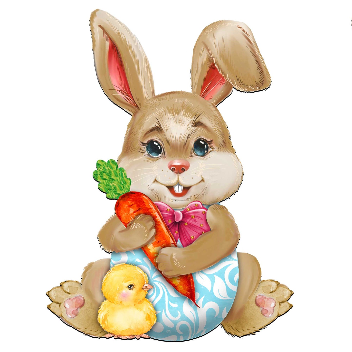 Bunny with Chick Wooden Door Hanger by G. DeBrekht - Easter Spring Decor - 815432-1H-4
