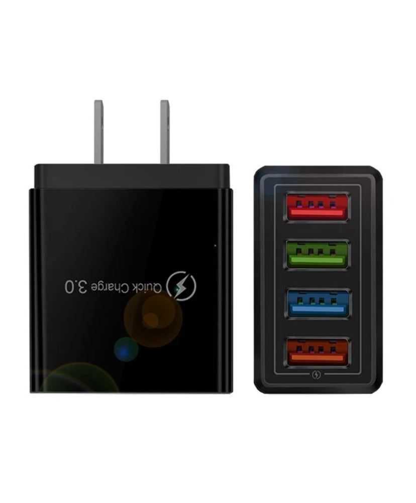 USB Wall Charger Plug Block Cube - 4-Port Fast Charger for iPhone, Samsung & More | Portable Quick Charge Solution