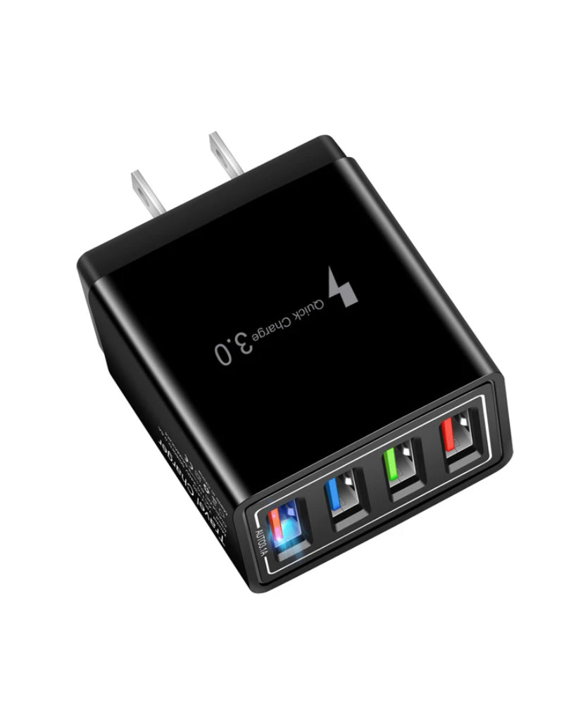 USB Wall Charger Plug Block Cube - 4-Port Fast Charger for iPhone, Samsung & More | Portable Quick Charge Solution