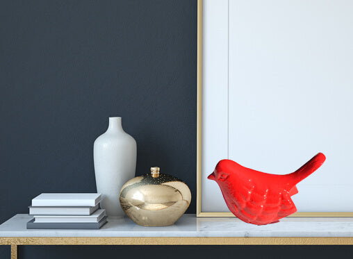 Vibhsa Handcrafted Red Bird Figurines - Elegant Home & Office Decor, Symbol of Health & Happiness