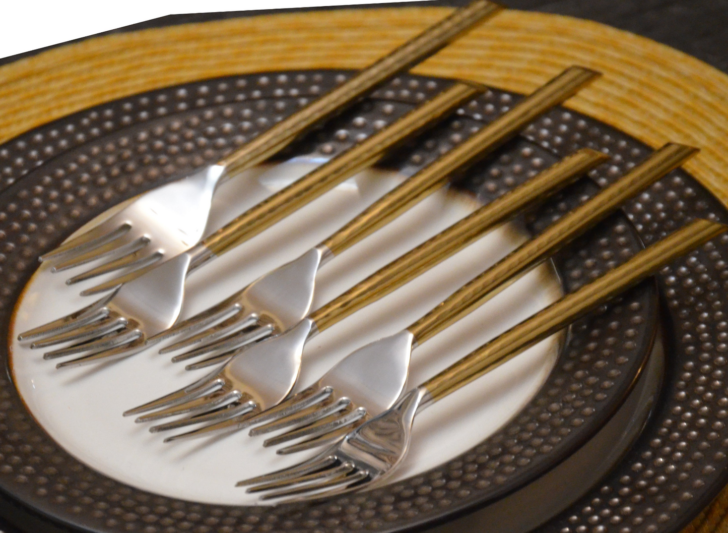 Vibhsa Golden Silverware Dinner Forks Set of 6 - Elegant & Durable Stainless Steel Cutlery for Luxurious Dining Experience