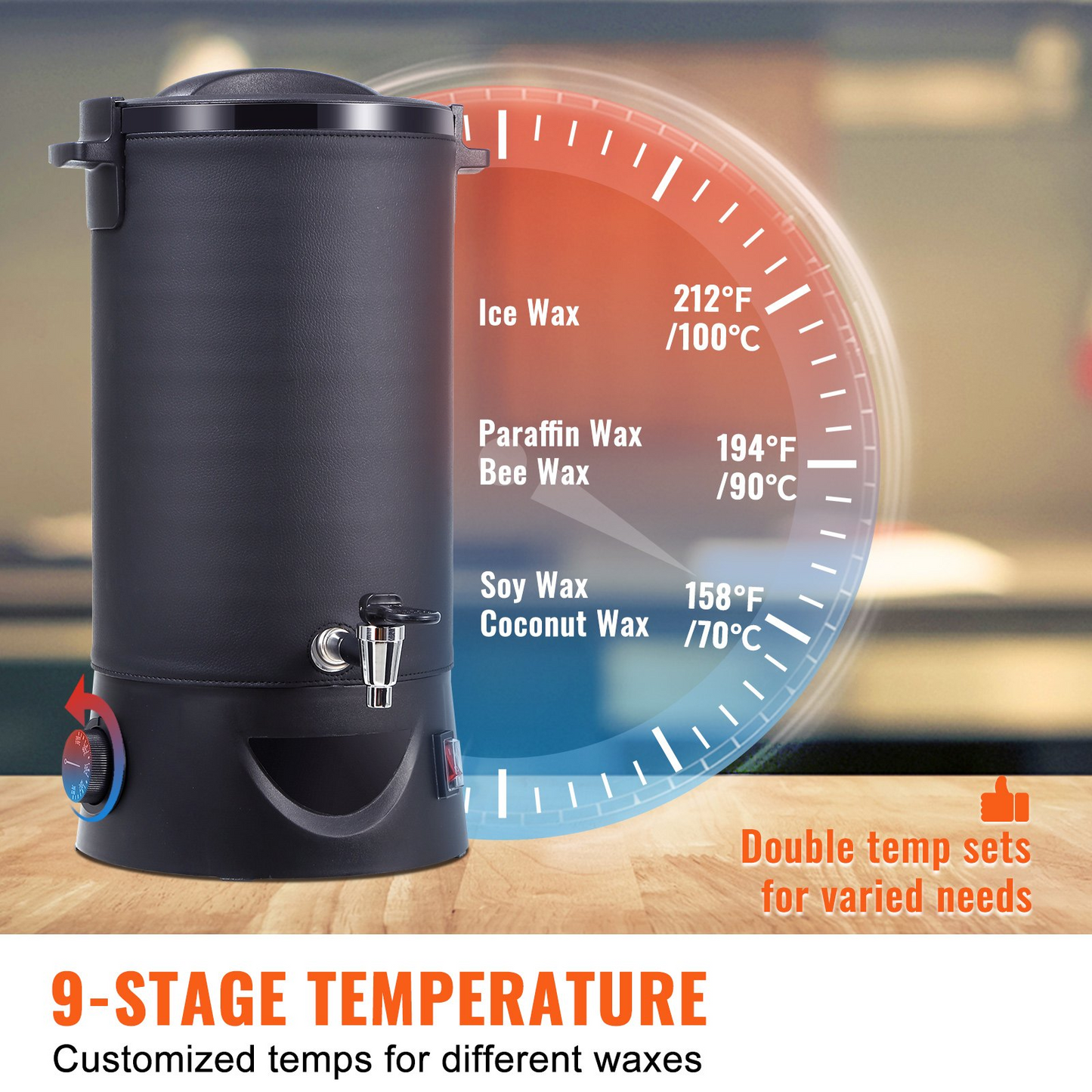 VEVOR 10L Electric Wax Melter for Candle Making | Large Capacity, Easy Pour Spout, 9-Level Temperature Control