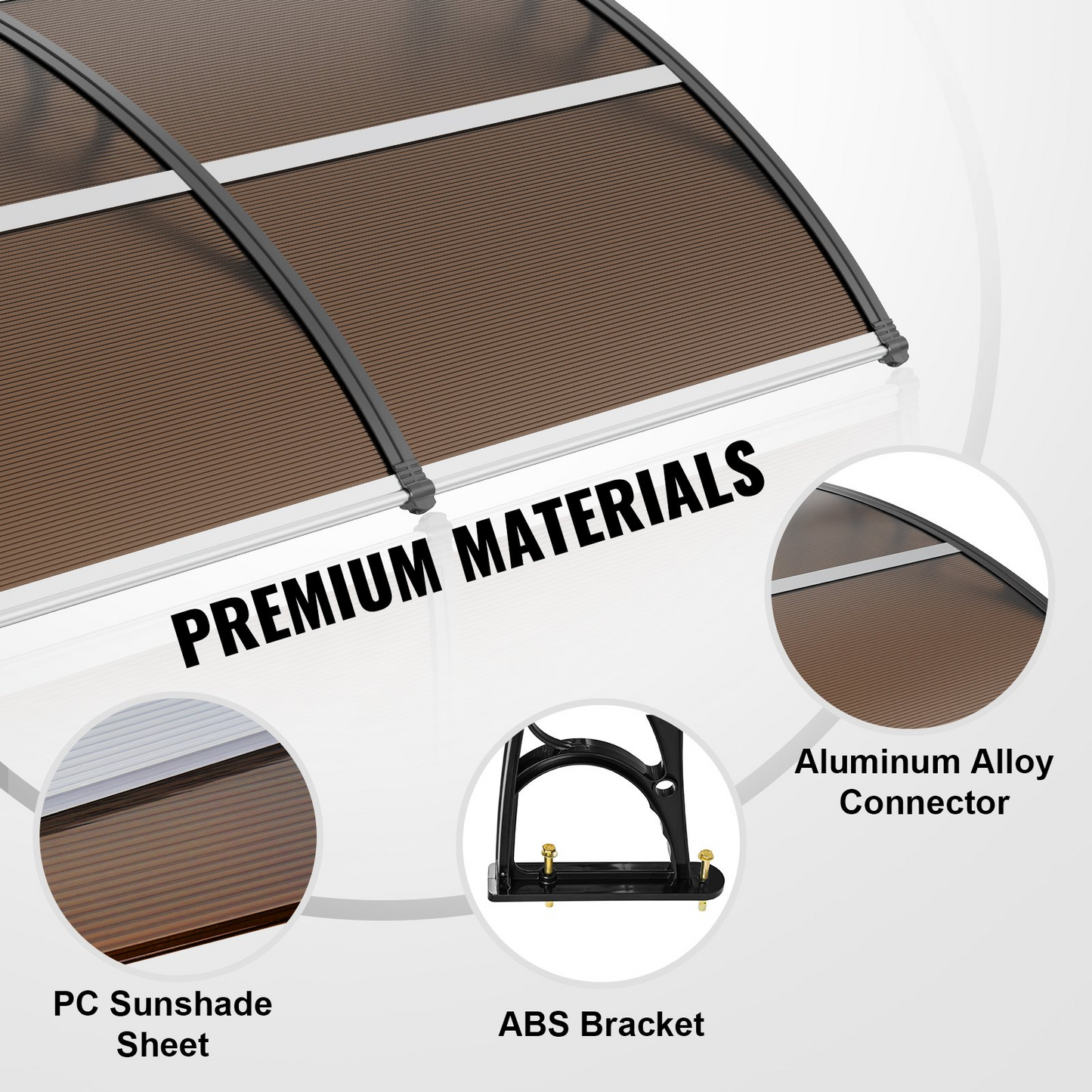 VEVOR 40" x 120" Window Door Awning Canopy - Durable Polycarbonate for UV, Rain, and Snow Protection - UPF 50+ Outdoor Shield for Home Exterior