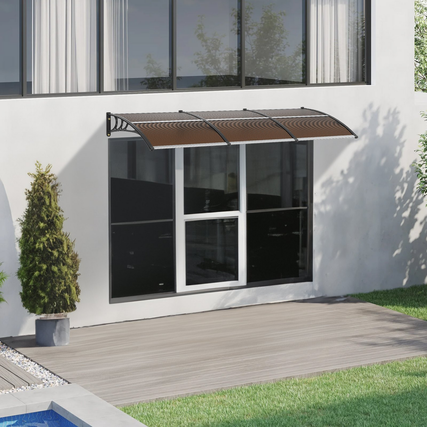 VEVOR 40" x 120" Window Door Awning Canopy - Durable Polycarbonate for UV, Rain, and Snow Protection - UPF 50+ Outdoor Shield for Home Exterior