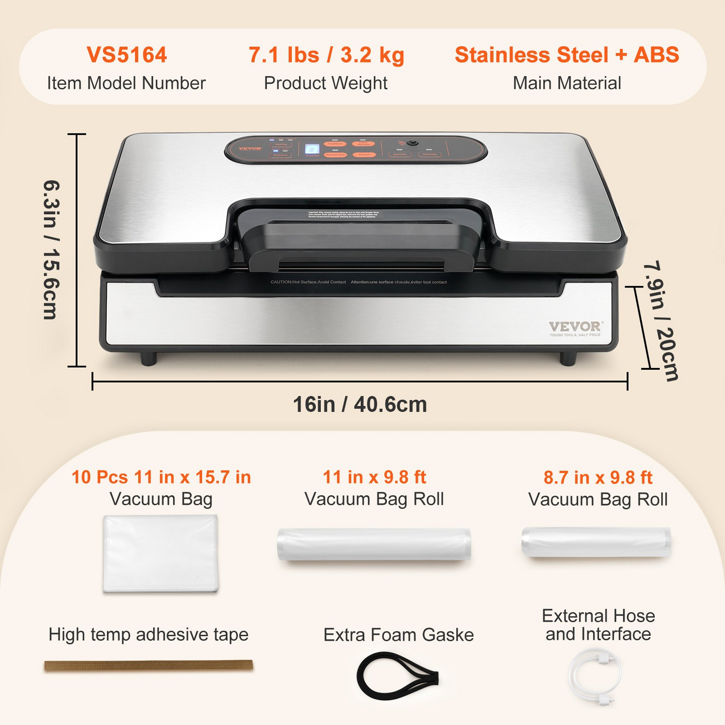 VEVOR Vacuum Sealer Machine – Dual Pump & Double Sealing, Stainless Steel, Built-in Cutter, Maximum Food Freshness