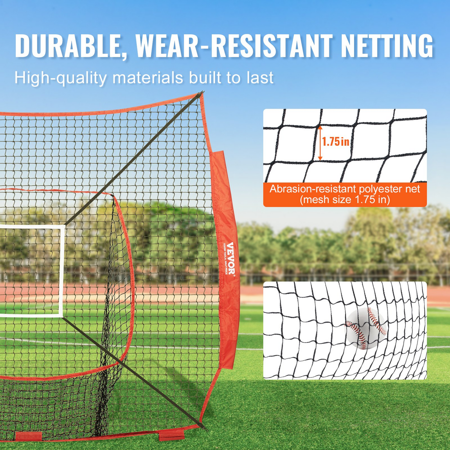 VEVOR 7x7 ft Baseball Softball Practice Net | Portable Training Net with Strike Zone for Hitting, Batting, Pitching, Catching | Durable Knotless Polyester, Easy Setup & Storage | Enhance Your Skills