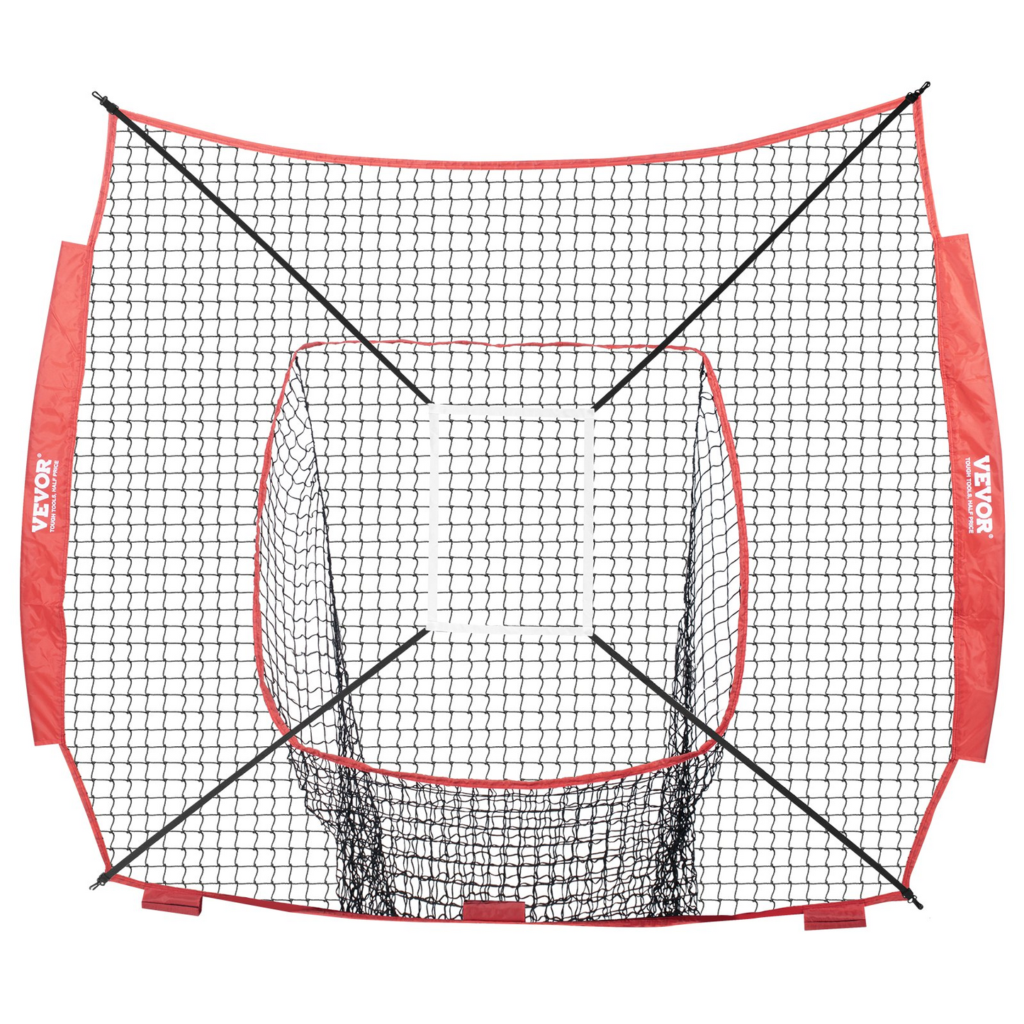VEVOR 7x7 ft Baseball Softball Practice Net | Portable Training Net with Strike Zone for Hitting, Batting, Pitching, Catching | Durable Knotless Polyester, Easy Setup & Storage | Enhance Your Skills