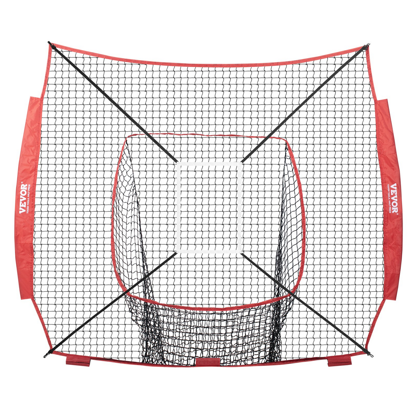 VEVOR 7x7 ft Baseball Softball Practice Net | Portable Training Net with Strike Zone for Hitting, Batting, Pitching, Catching | Durable Knotless Polyester, Easy Setup & Storage | Enhance Your Skills