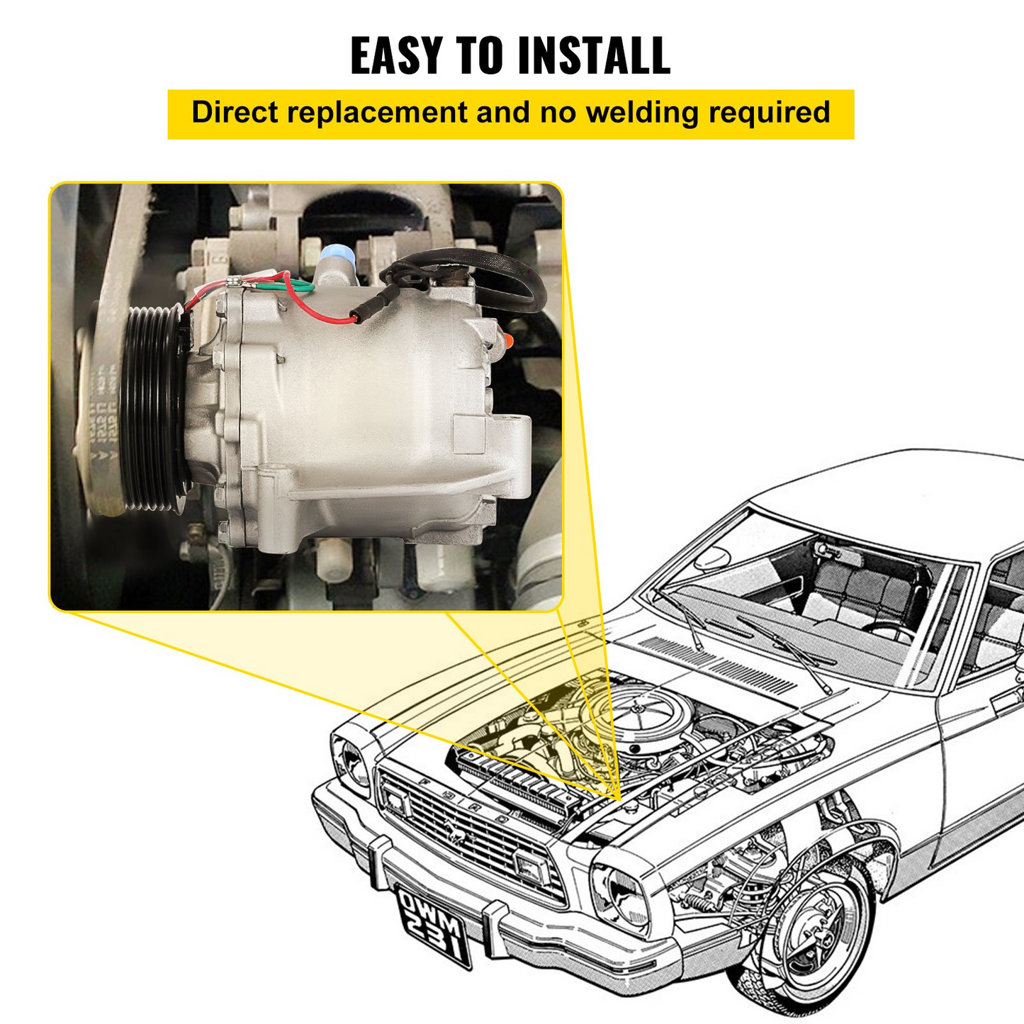 VEVOR AC Compressor Clutch for Honda Civic 1.8L (2006-2011) - Enhanced Cooling, Quiet Operation, Easy Installation
