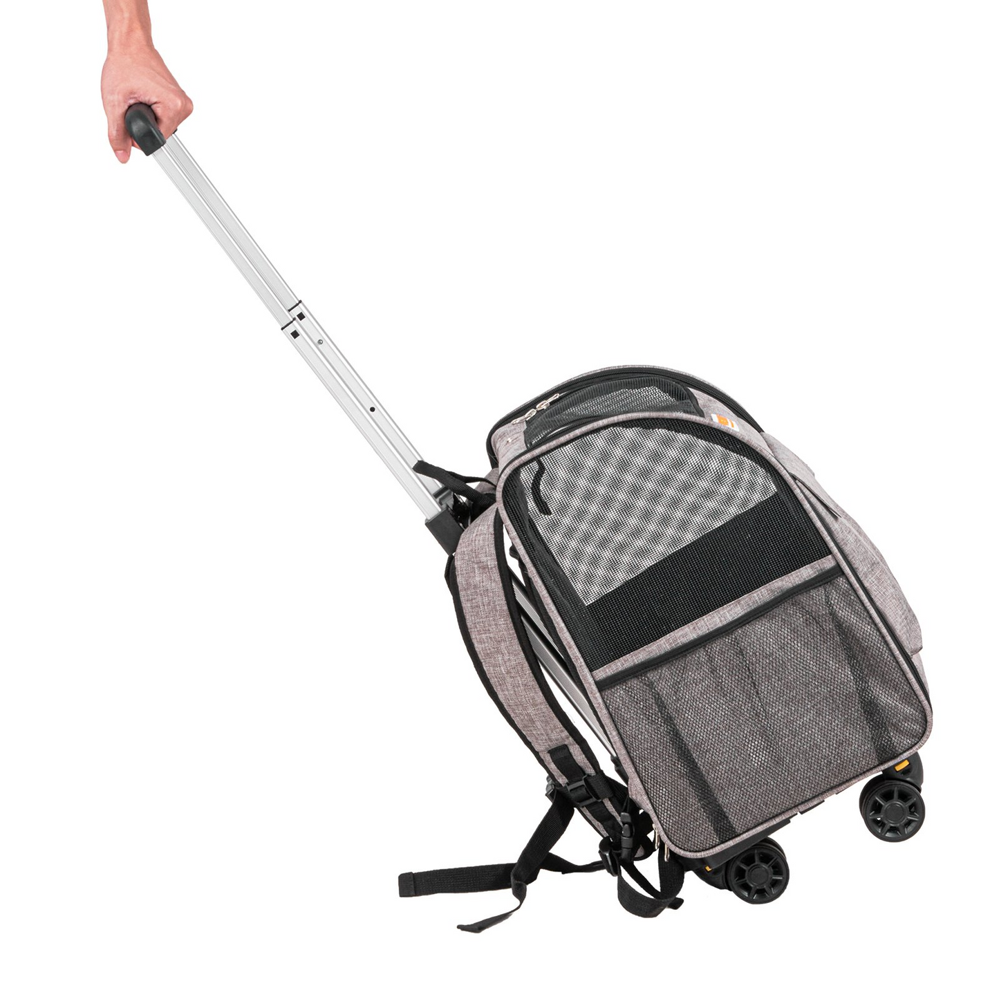 VEVOR Rolling Cat Carrier with Wheels - Stylish Grey Pet Carrier for Cats & Small Dogs Under 18 lbs - Durable & Travel-Friendly
