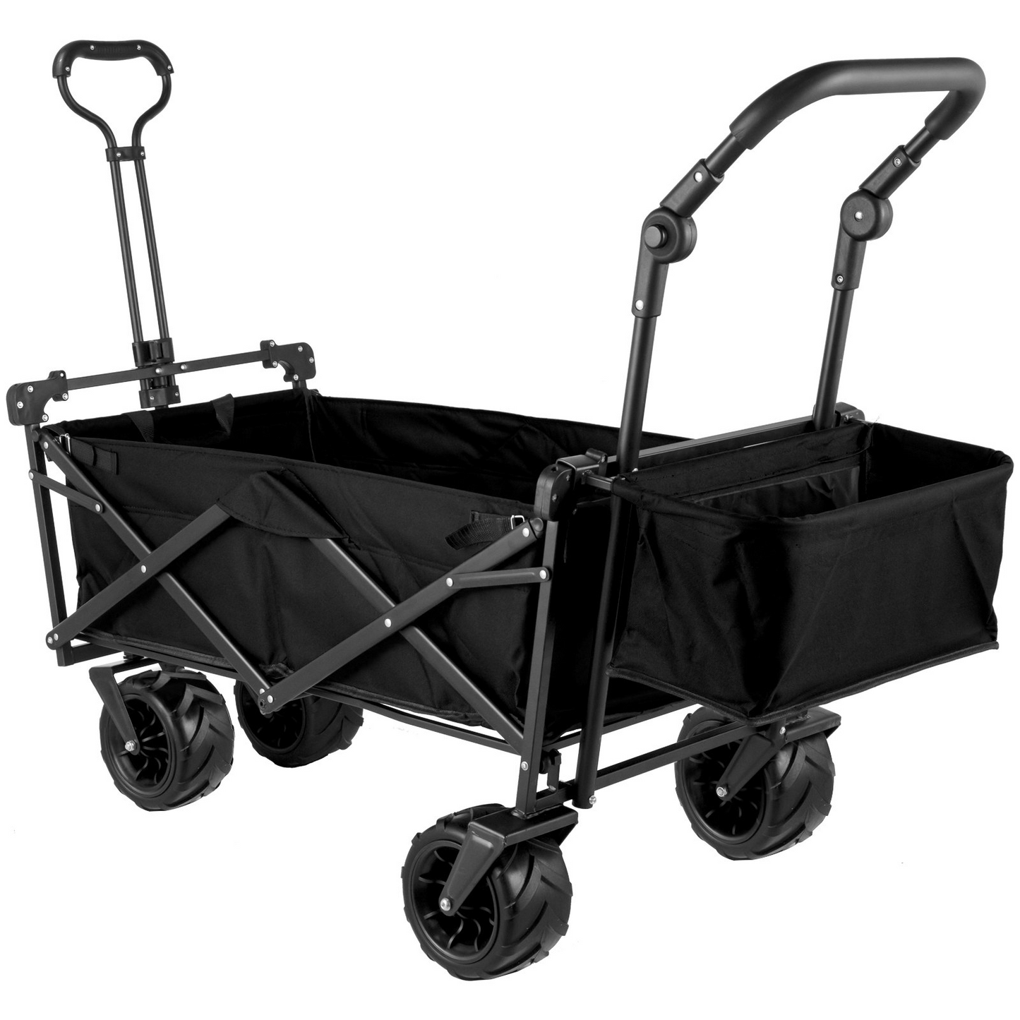 VEVOR Extra Large Collapsible Garden Cart - Heavy Duty, All-Terrain Folding Wagon with Removable Canopy | Ideal for Gardening, Camping, and Shopping - Black
