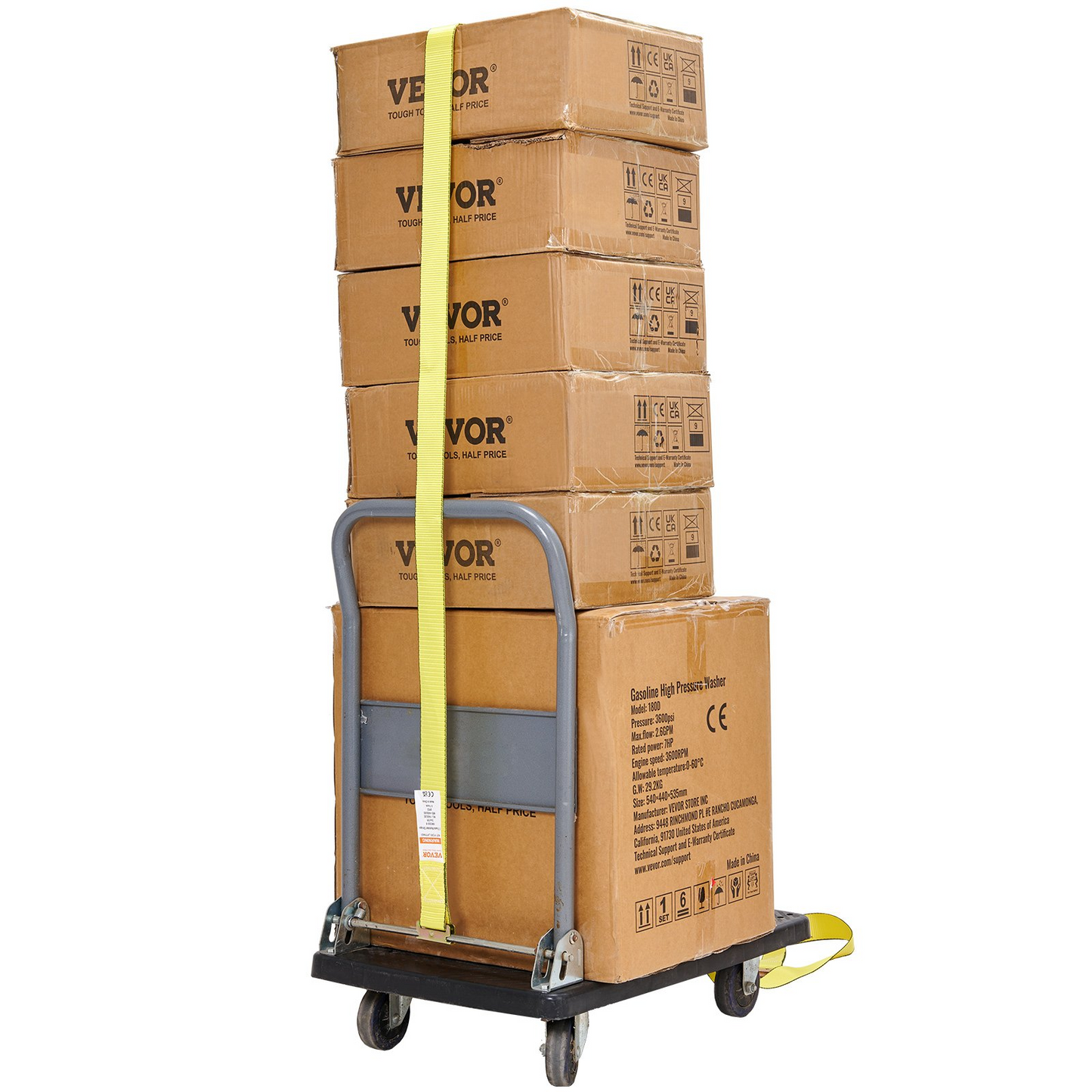 VEVOR Heavy Duty Ratchet Tie Down Straps (8 Pack) - 2" x 15' - 4400 lb Break Strength - Secure Cargo, Appliances & Lawn Equipment