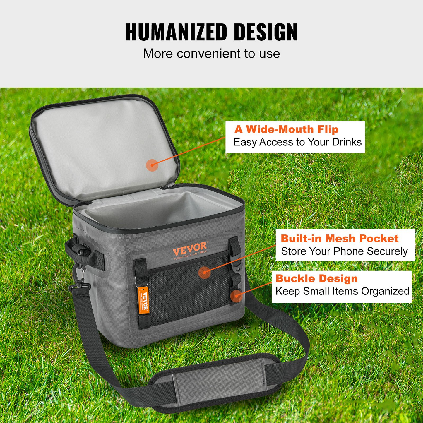 VEVOR Soft Cooler Bag - Leakproof & Waterproof Insulated Cooler for Outdoor Adventures - 24 Can Capacity, Lightweight & Portable with Built-in Bottle Opener