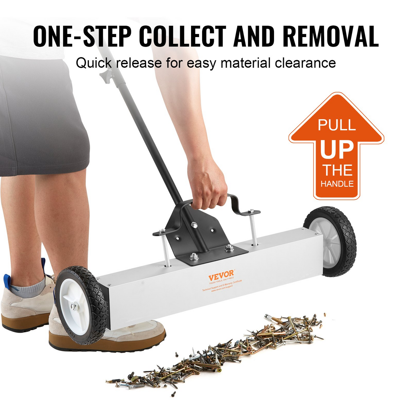 VEVOR 50Lbs Rolling Magnetic Sweeper with Telescoping Handle – Heavy-Duty Magnetic Pickup for Workshop, Garage, and Yard Cleanup