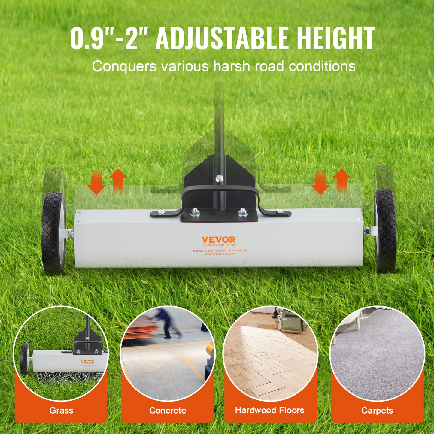 VEVOR 50Lbs Rolling Magnetic Sweeper with Telescoping Handle – Heavy-Duty Magnetic Pickup for Workshop, Garage, and Yard Cleanup