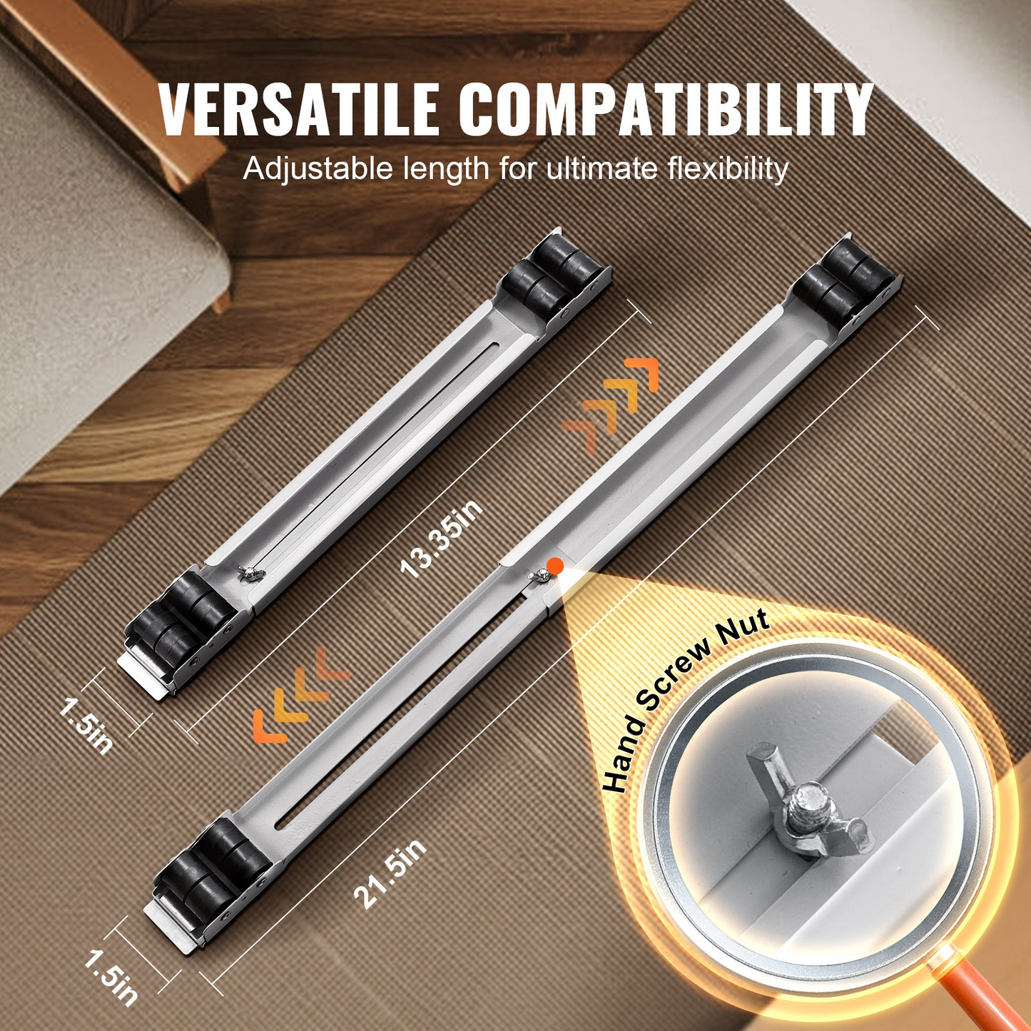 VEVOR Heavy Duty Furniture and Appliance Rollers - 660 lbs Capacity, Adjustable & Floor-Friendly, Perfect for Moving Refrigerators, Dryers & More