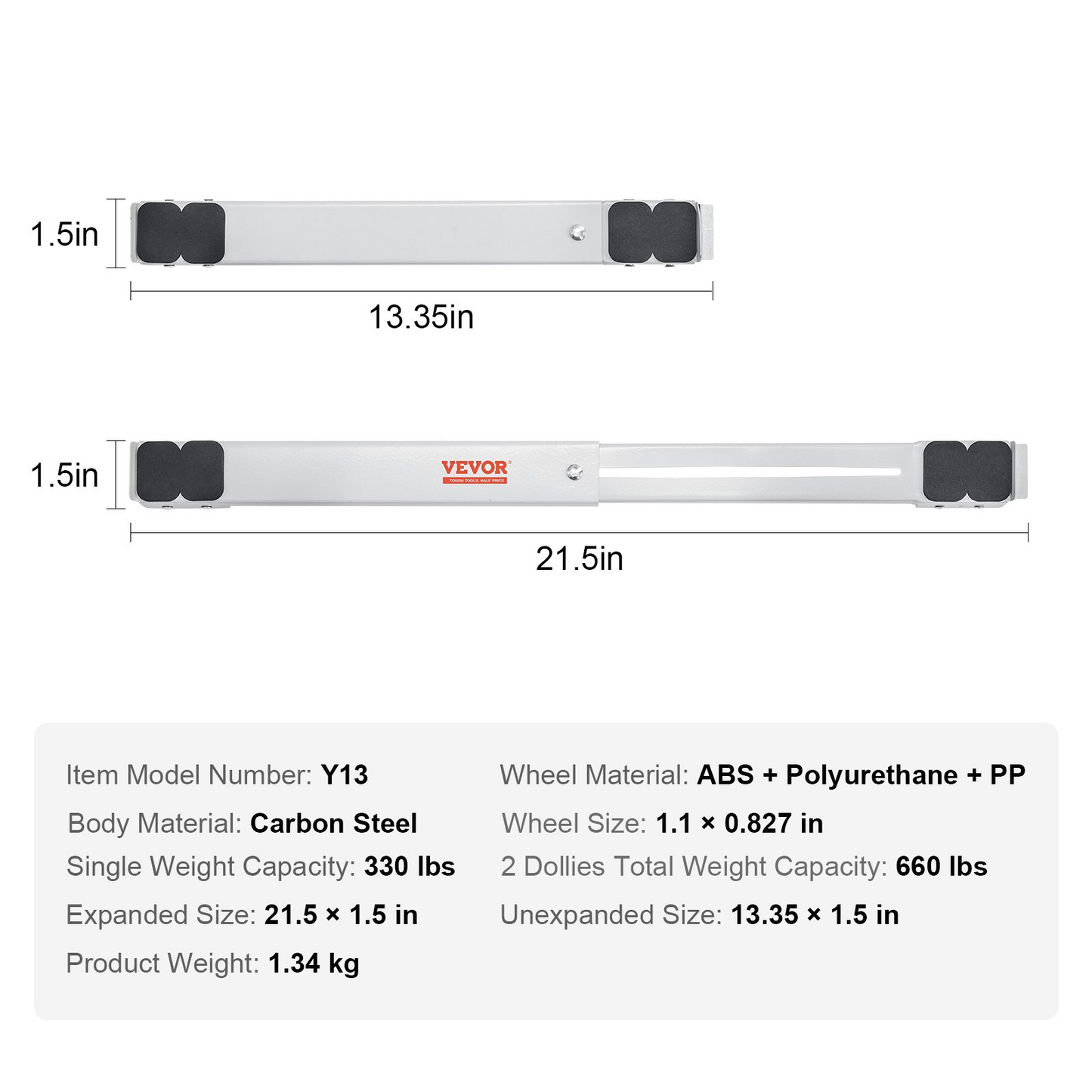 VEVOR Heavy Duty Furniture and Appliance Rollers - 660 lbs Capacity, Adjustable & Floor-Friendly, Perfect for Moving Refrigerators, Dryers & More