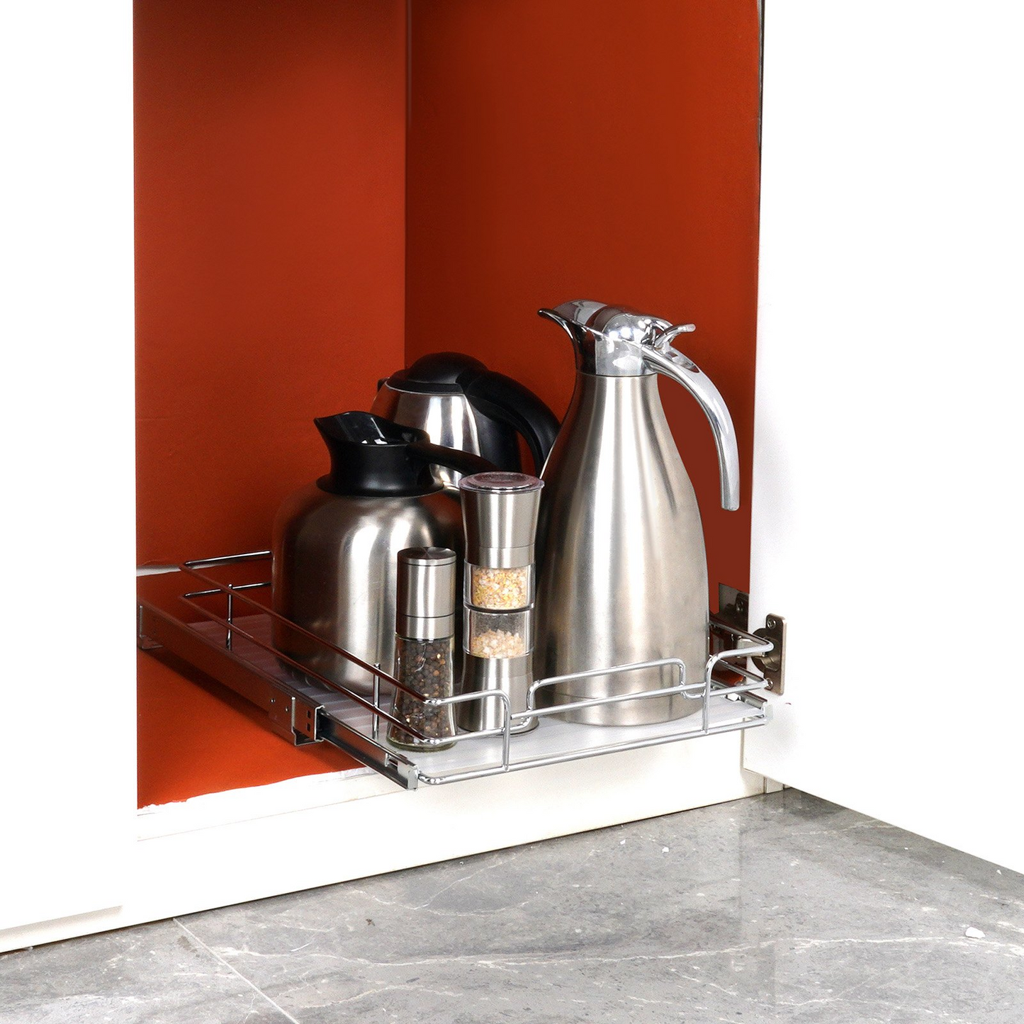 VEVOR Pull Out Cabinet Organizer, 11"W x 21"D, Heavy Duty Slide Out Pantry Shelves, Chrome-Plated Steel Roll Out Drawers for Kitchen, Bathroom & Under Sink Storage