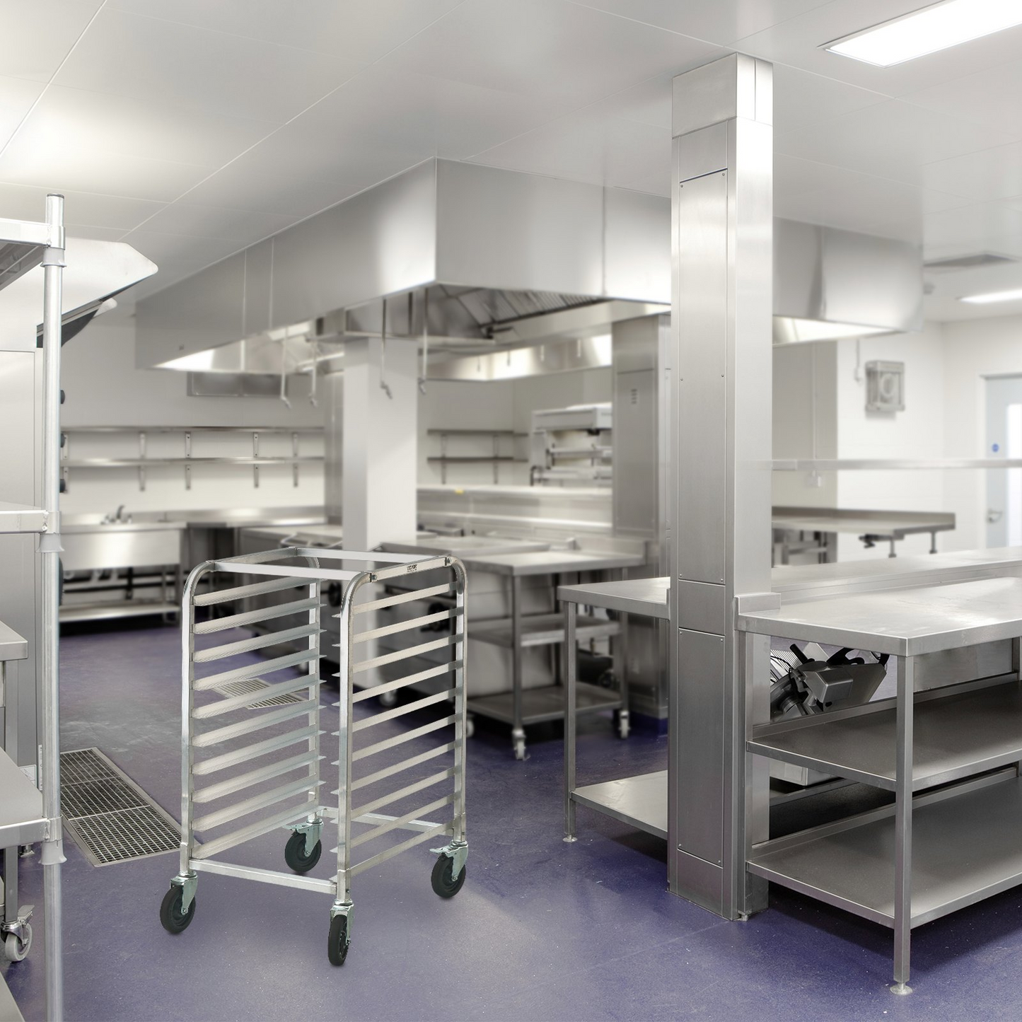 VEVOR 10-Tier Bun Pan Rack with Brake Wheels - Sturdy & Versatile Aluminum Bakery Storage Solution