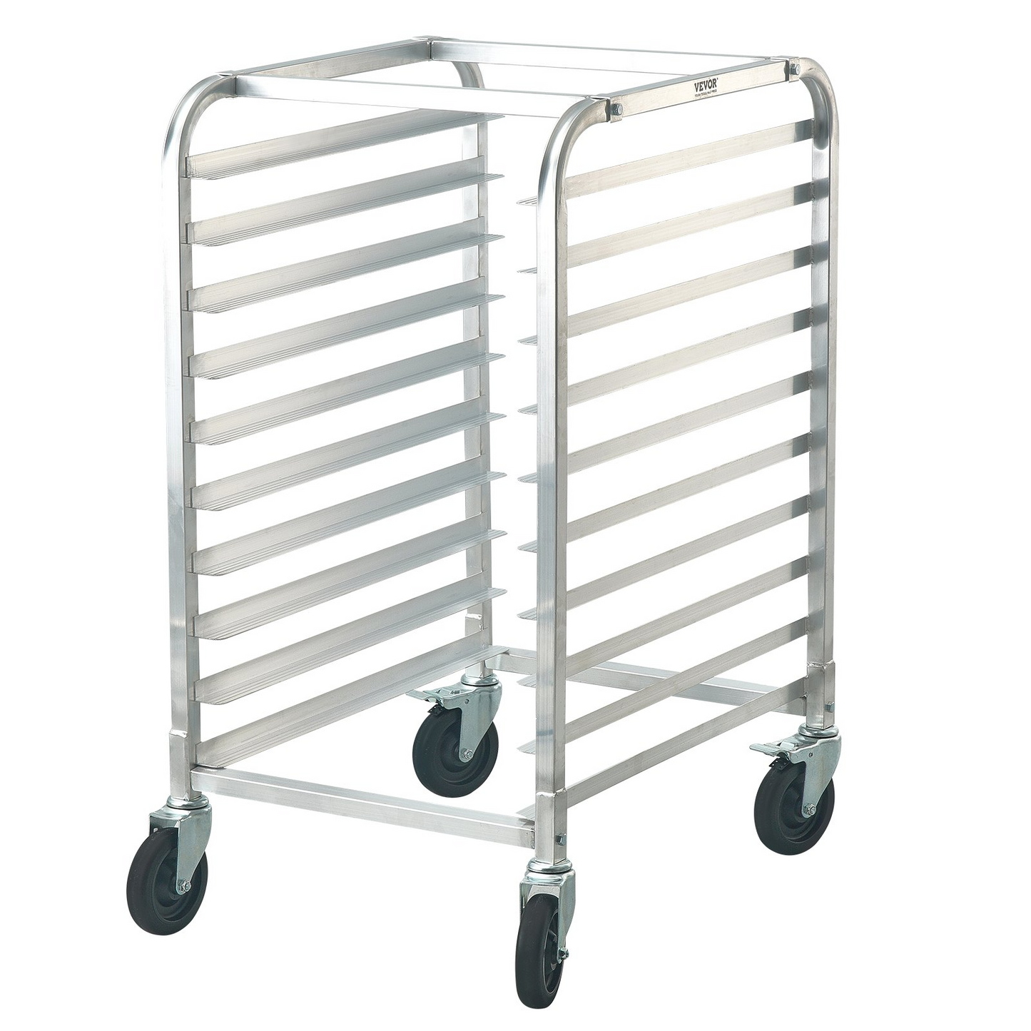 VEVOR 10-Tier Bun Pan Rack with Brake Wheels - Sturdy & Versatile Aluminum Bakery Storage Solution