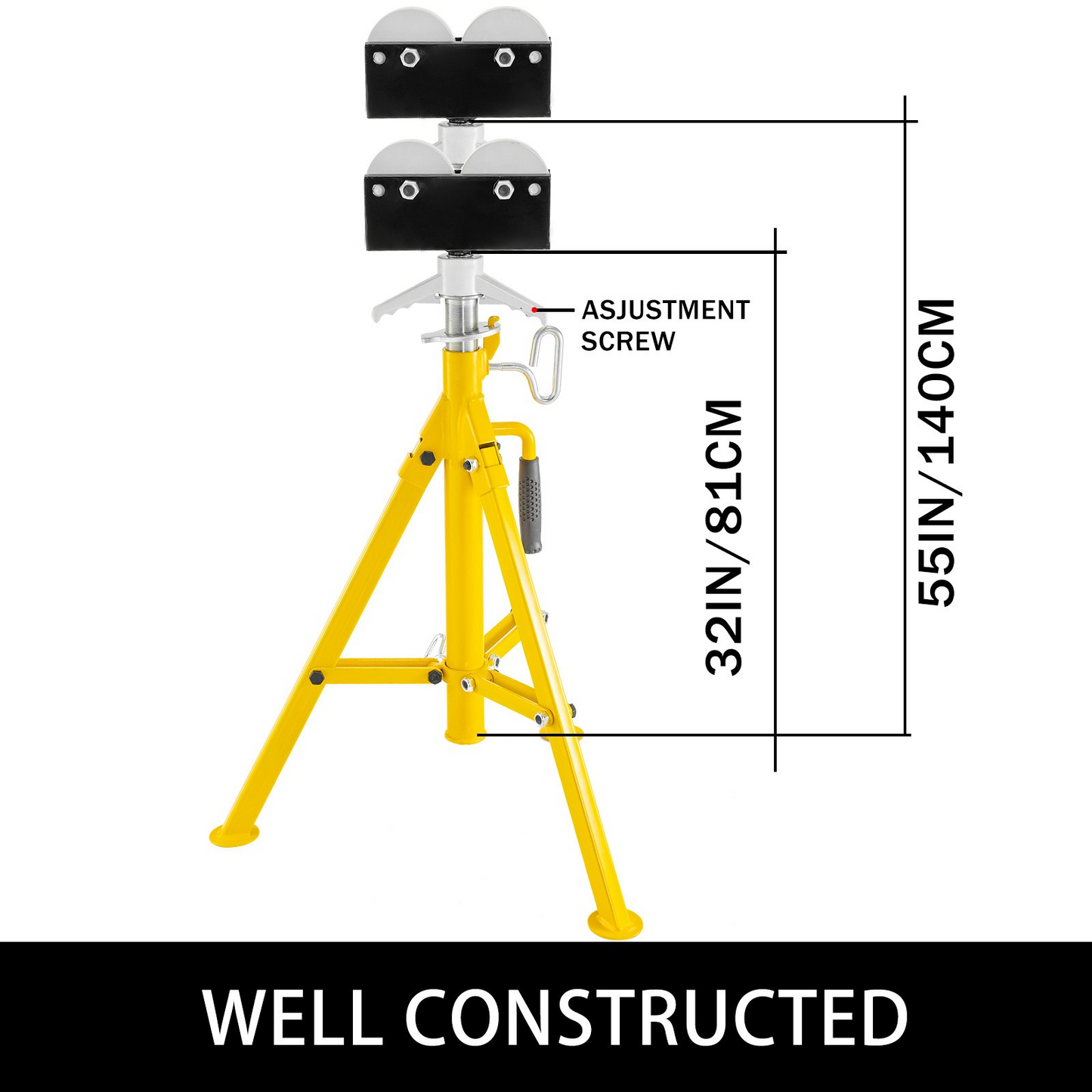 VEVOR Adjustable Roller Pipe Stand - 0.5-12 inch, Heavy Duty 2500Lb Capacity, Portable & Foldable Pipe Handling Solution