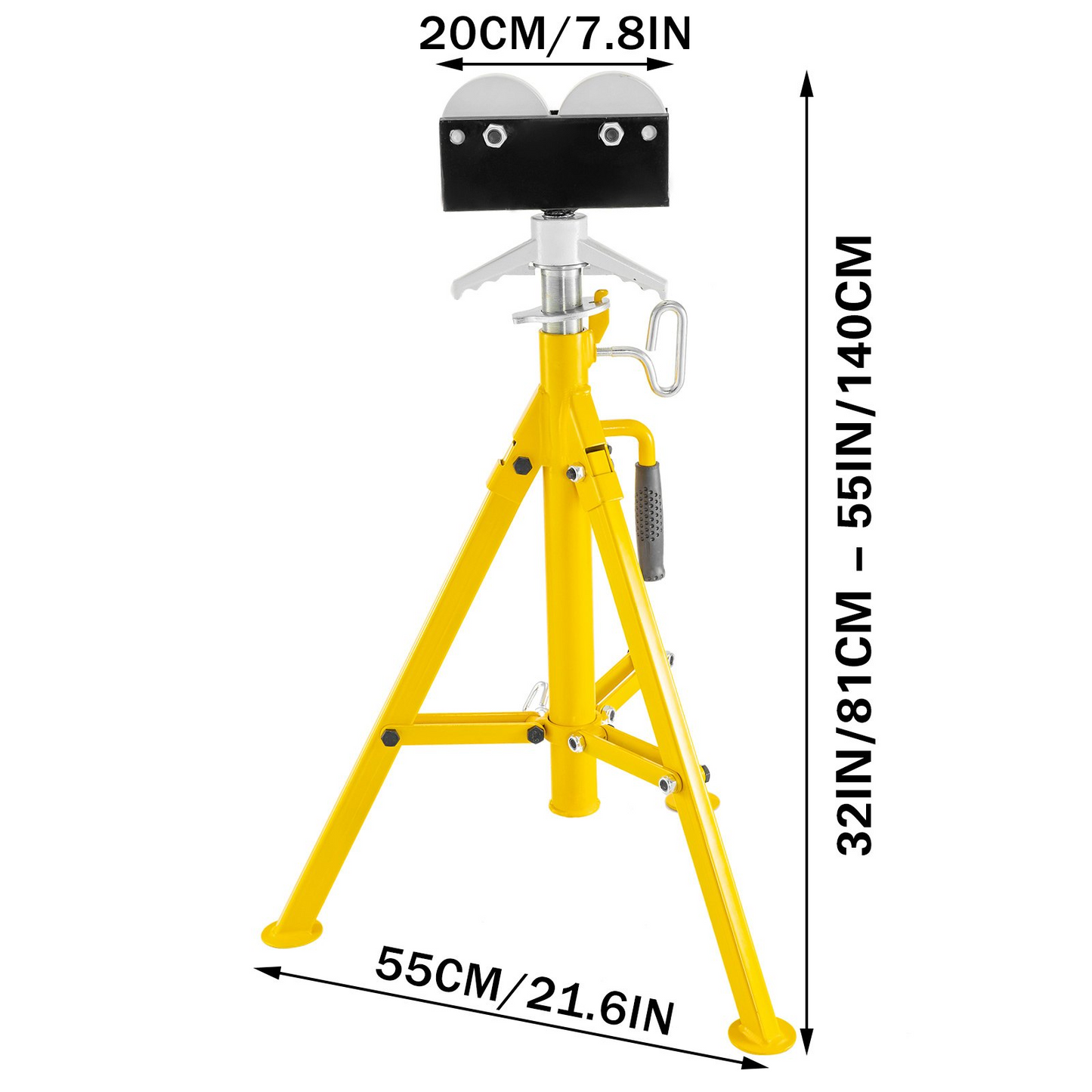 VEVOR Adjustable Roller Pipe Stand - 0.5-12 inch, Heavy Duty 2500Lb Capacity, Portable & Foldable Pipe Handling Solution