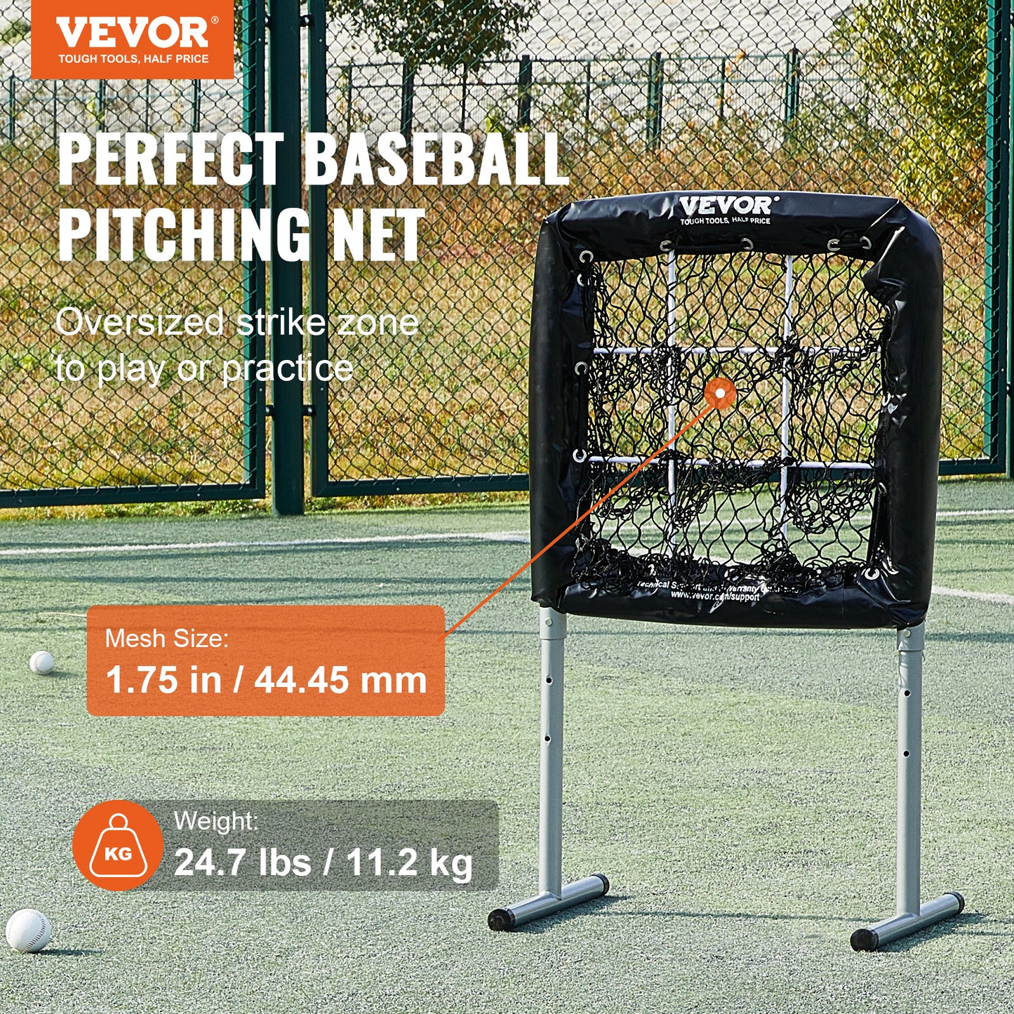 VEVOR 9 Hole Baseball Net - Adjustable 28"x27" Softball & Baseball Training Equipment with Strike Zone & Ground Stakes - Ideal for Pitching & Hitting Practice