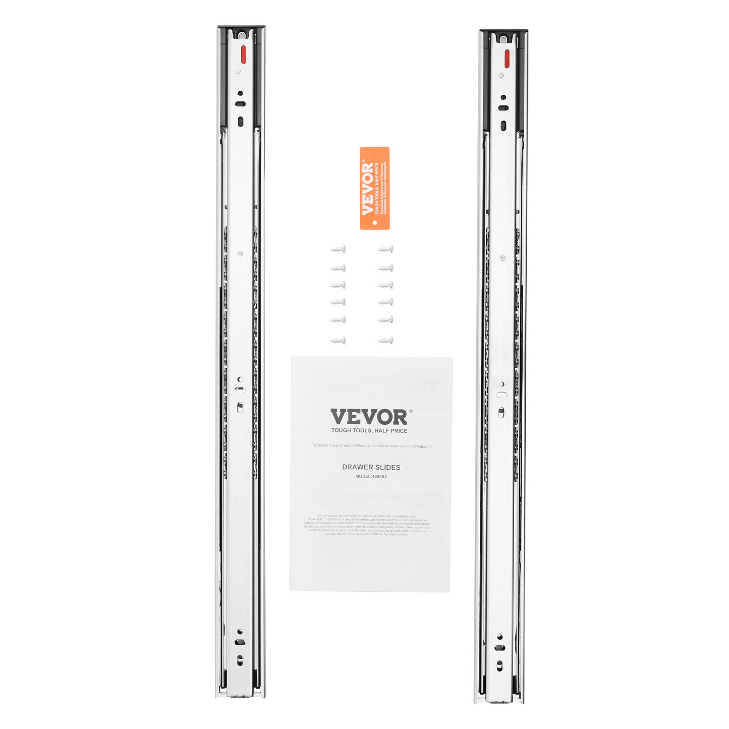 VEVOR 24 Inch Heavy Duty Drawer Slides, 10 Pairs - Soft-Close, Full Extension, Silent Operation, 100 Lbs Load Capacity, Easy Installation