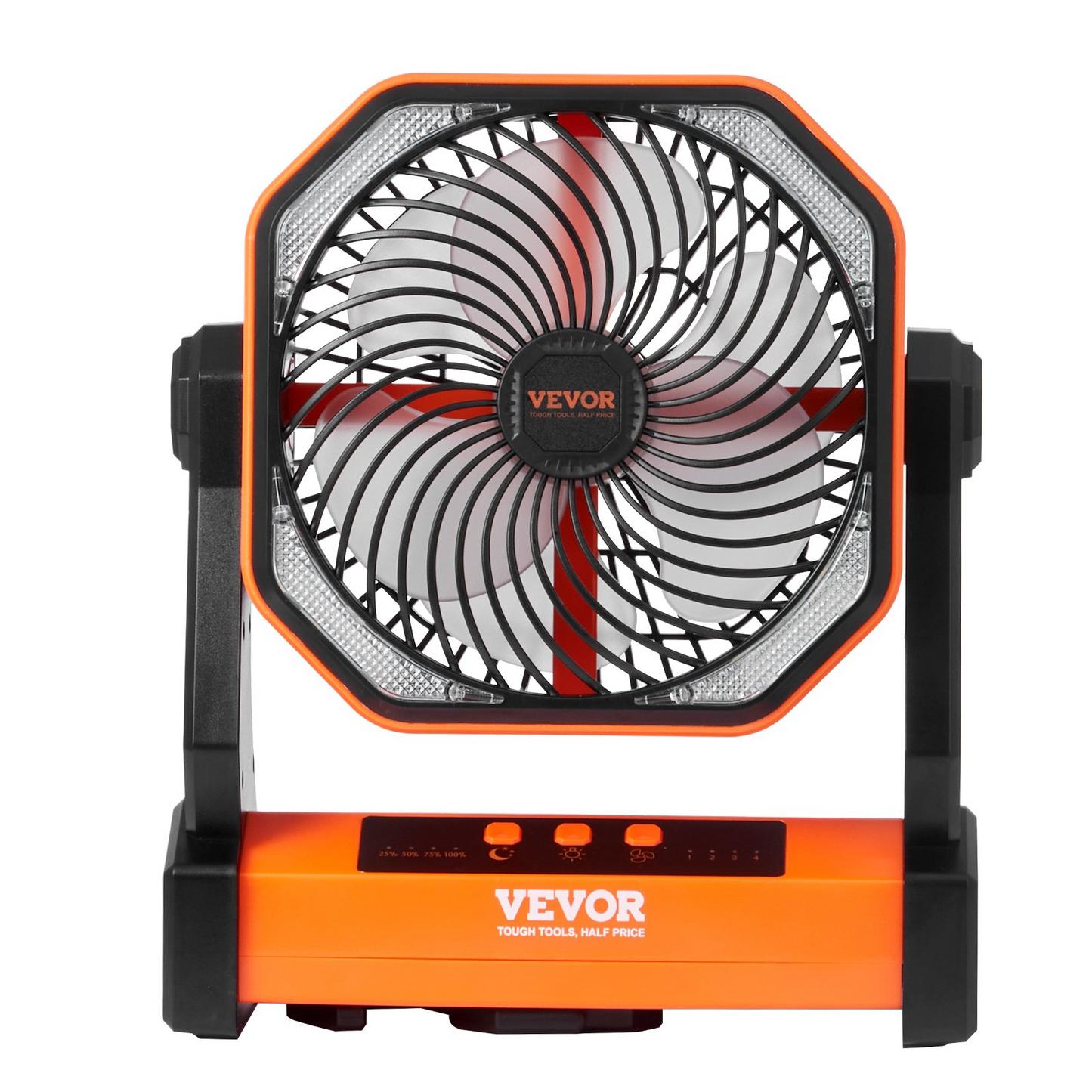 VEVOR 8-Inch Rechargeable Portable Fan with LED Lantern - 20000mAh Battery, 4-Speed Adjustable, Lightweight & Durable for Camping, Travel, Home & Office