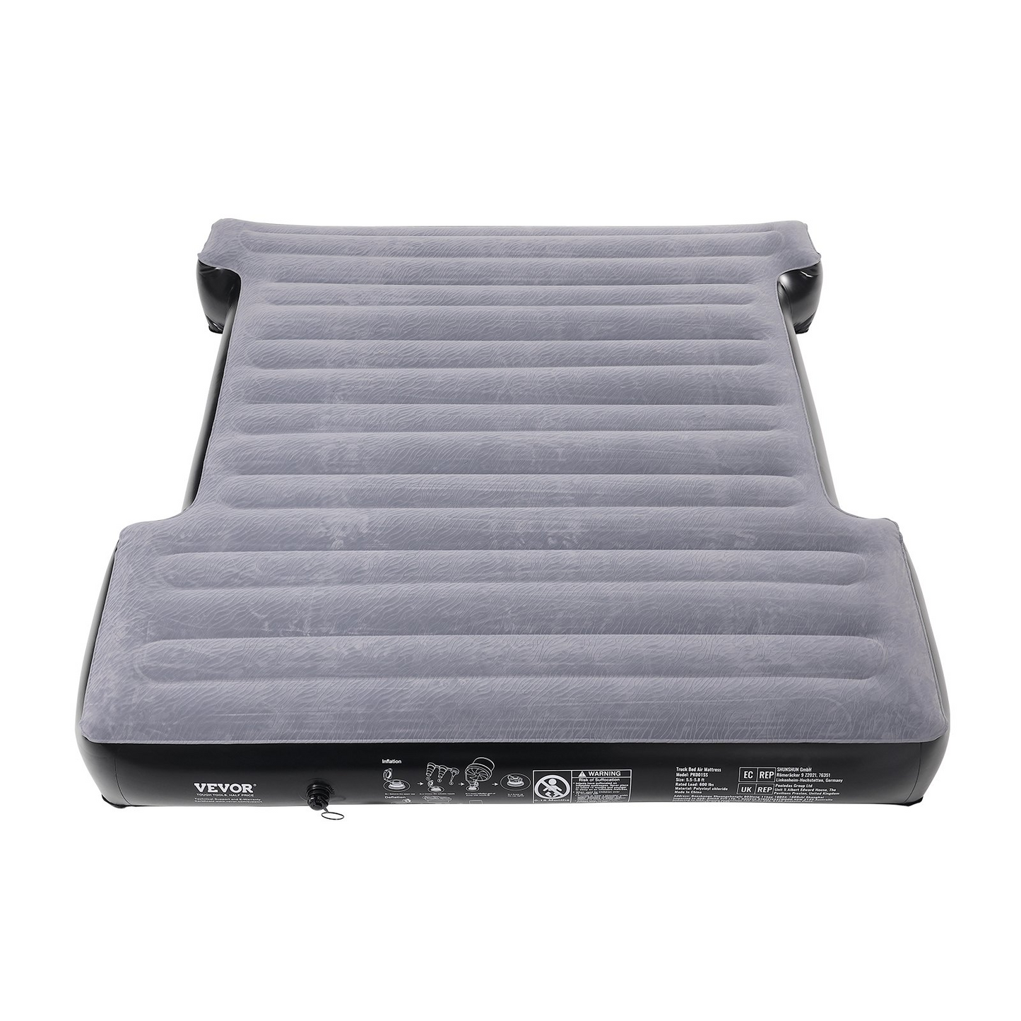 VEVOR Truck Bed Air Mattress - Premium Inflatable Camping Bed for Short Truck Beds | Durable 600 lbs Capacity | Quick Inflate with 12V Air Pump & Cozy Pillows
