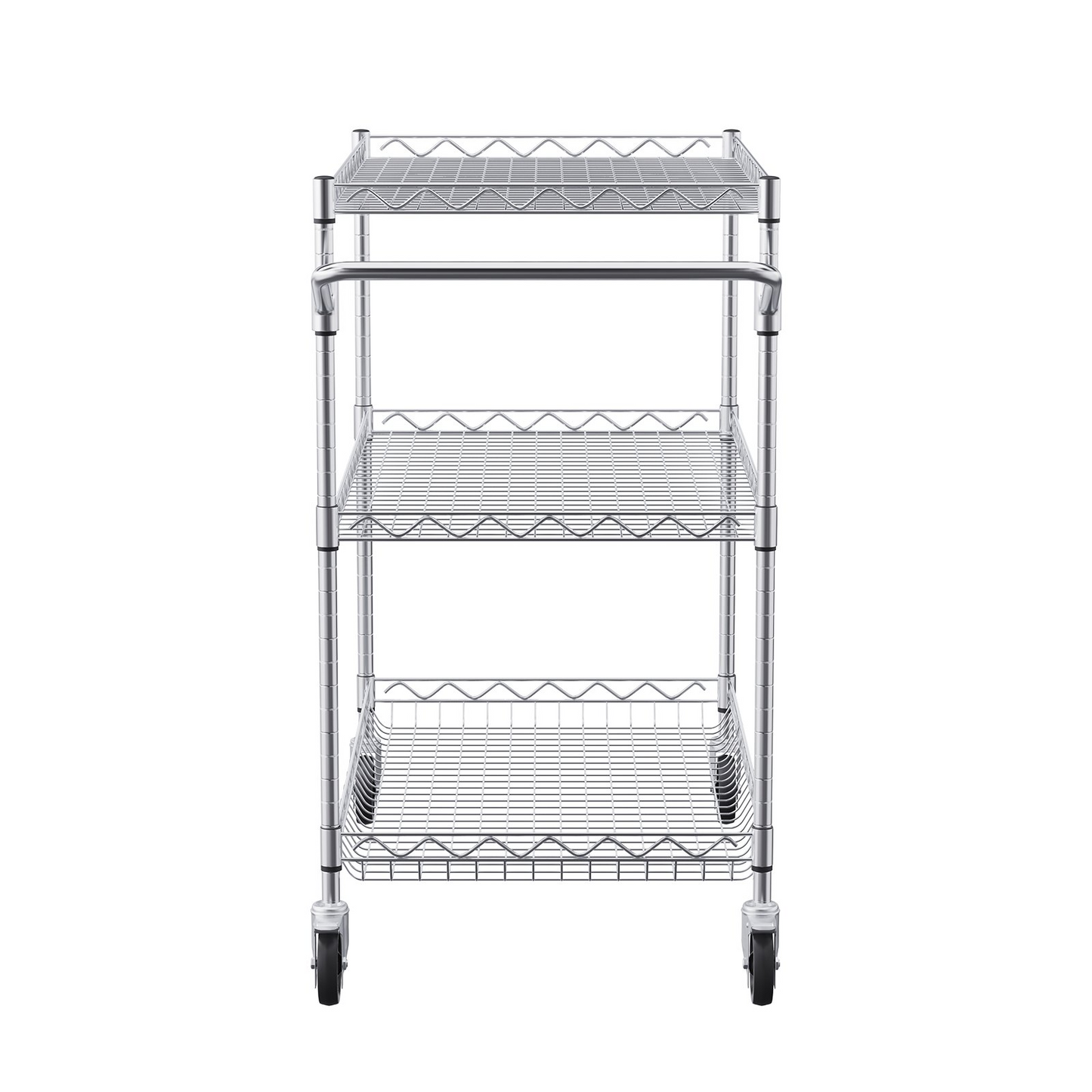 VEVOR Heavy-Duty 3-Tier Utility Cart - 30"x18"x32.4" Metal Rolling Cart with Lockable Wheels for Home, Office, Garage Storage