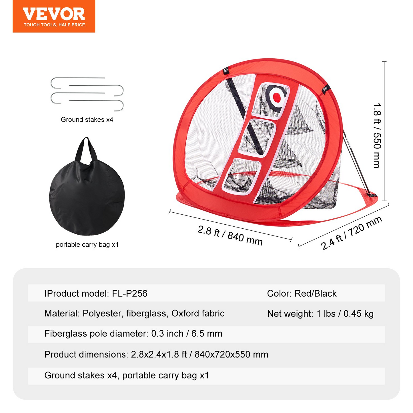 VEVOR Portable & Durable Golf Chipping Net - Indoor/Outdoor Practice Net for Precision Training, Compact & Easy Setup