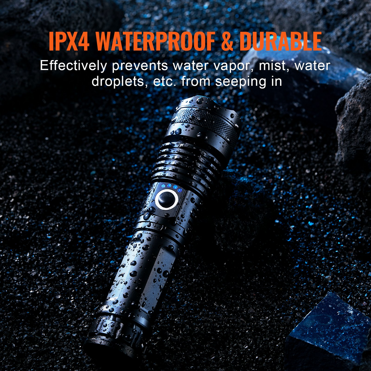 VEVOR 10000 Lumen Rechargeable Flashlight - 5 Lighting Modes, High Lumens, Waterproof Aluminum Alloy for Outdoor & Emergency Use