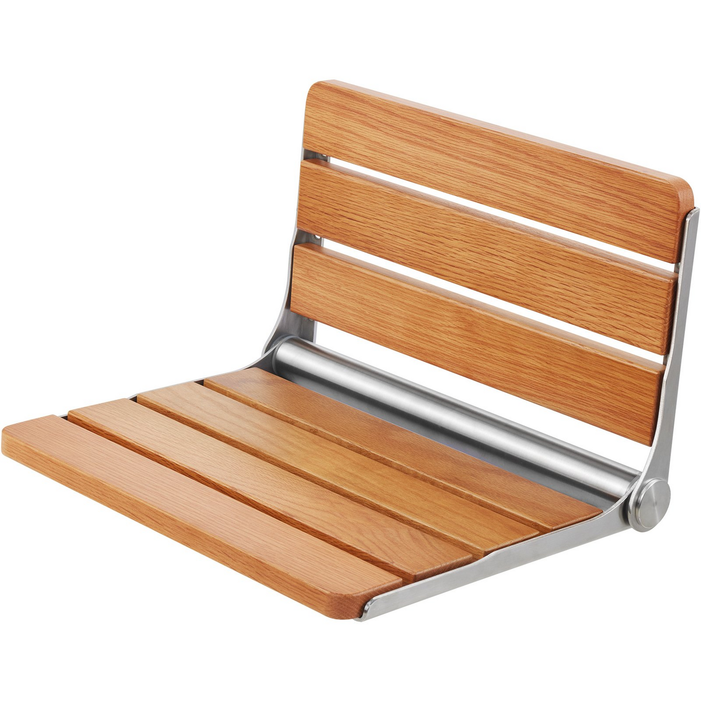 VEVOR Wall Mounted Folding Oak Shower Seat - Space-Saving Fold-Up Bench with High Load Capacity and Waterproof Design, Ideal for All Ages