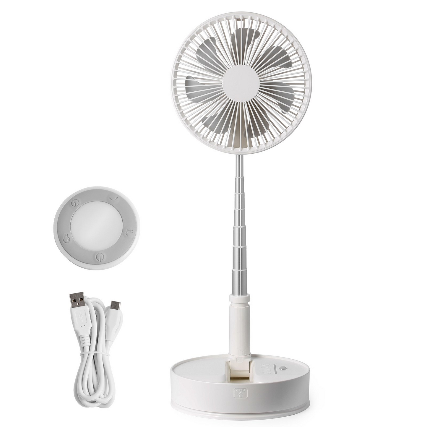 VEVOR 8 Inch Foldable Oscillating Standing Fan - Portable, Rechargeable & Remote Controlled for Home, Office, and Travel