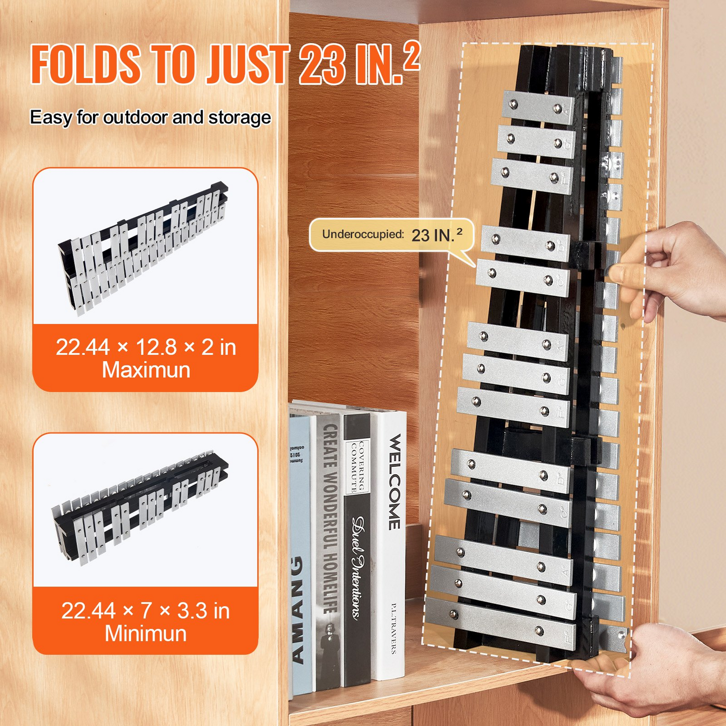 VEVOR 32 Note Glockenspiel Xylophone Bell Kit - Professional Grade Percussion Instrument for Adults & Students, Portable with Protective Backpack