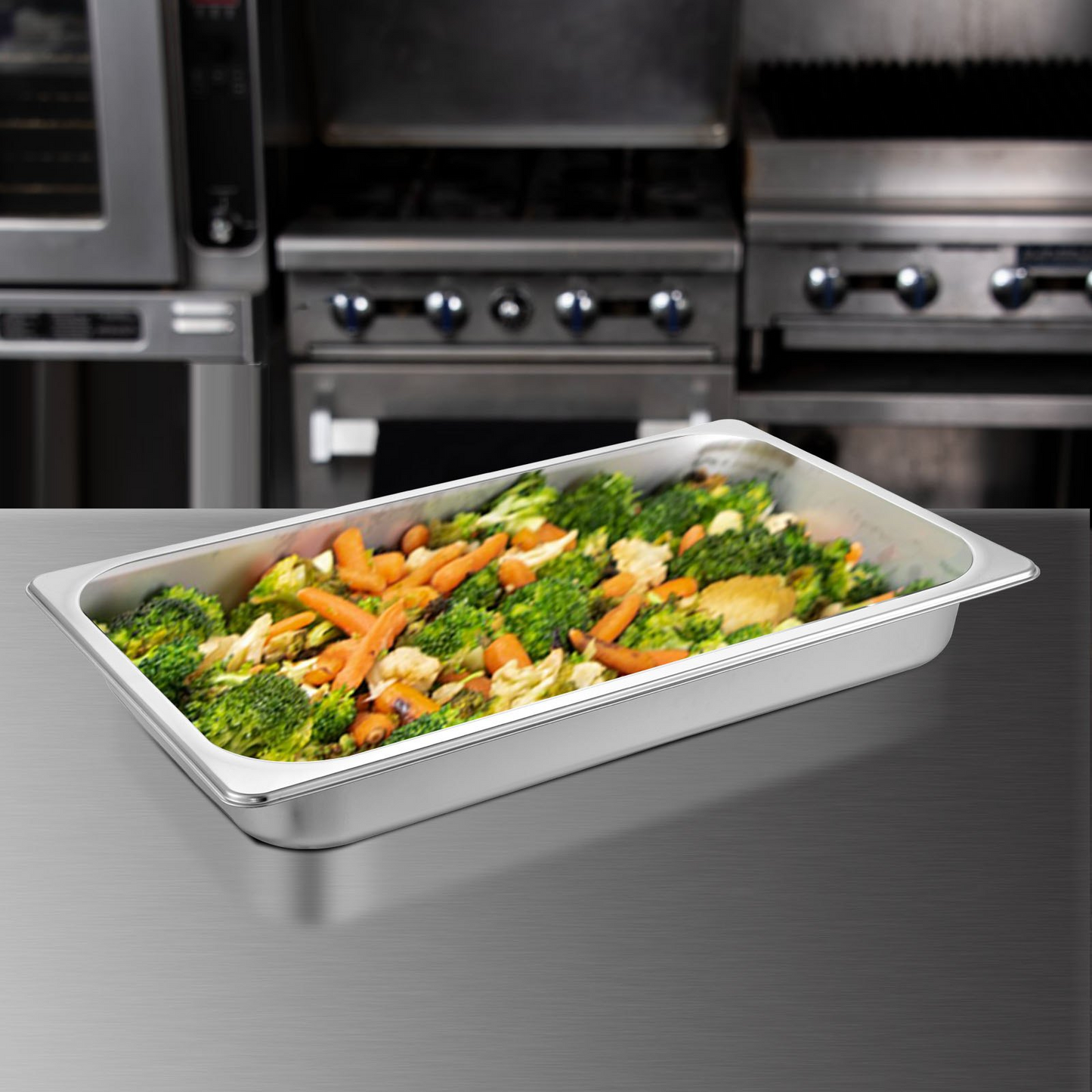 Durable Stainless Steel Hotel Pans Full Size Set - 6 Pack, 2.5 Inch Deep Steam Table Pans for Catering, Buffet & Food Service - Anti-Jam Design