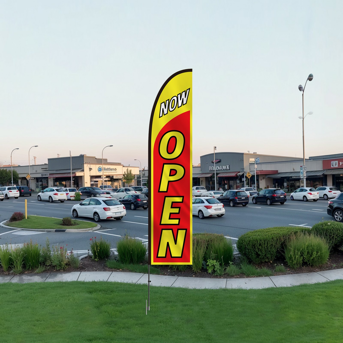 VEVOR Business Advertising Open Flags - High-Visibility Outdoor Banner with 14.4 ft Durable Pole, Easy Installation, Eye-Catching Design for Retail and Restaurants
