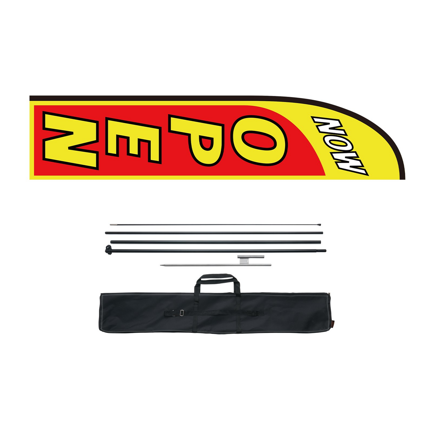VEVOR Business Advertising Open Flags - High-Visibility Outdoor Banner with 14.4 ft Durable Pole, Easy Installation, Eye-Catching Design for Retail and Restaurants