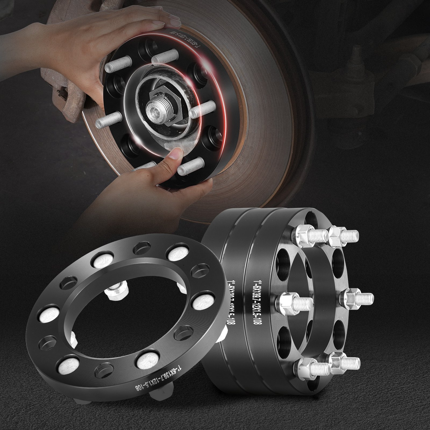 VEVOR 1" Wheel Spacers 6x5.5" - 4 PCS, Black Forged Aluminum, Enhanced Stability & Precision Fit for Improved Vehicle Handling