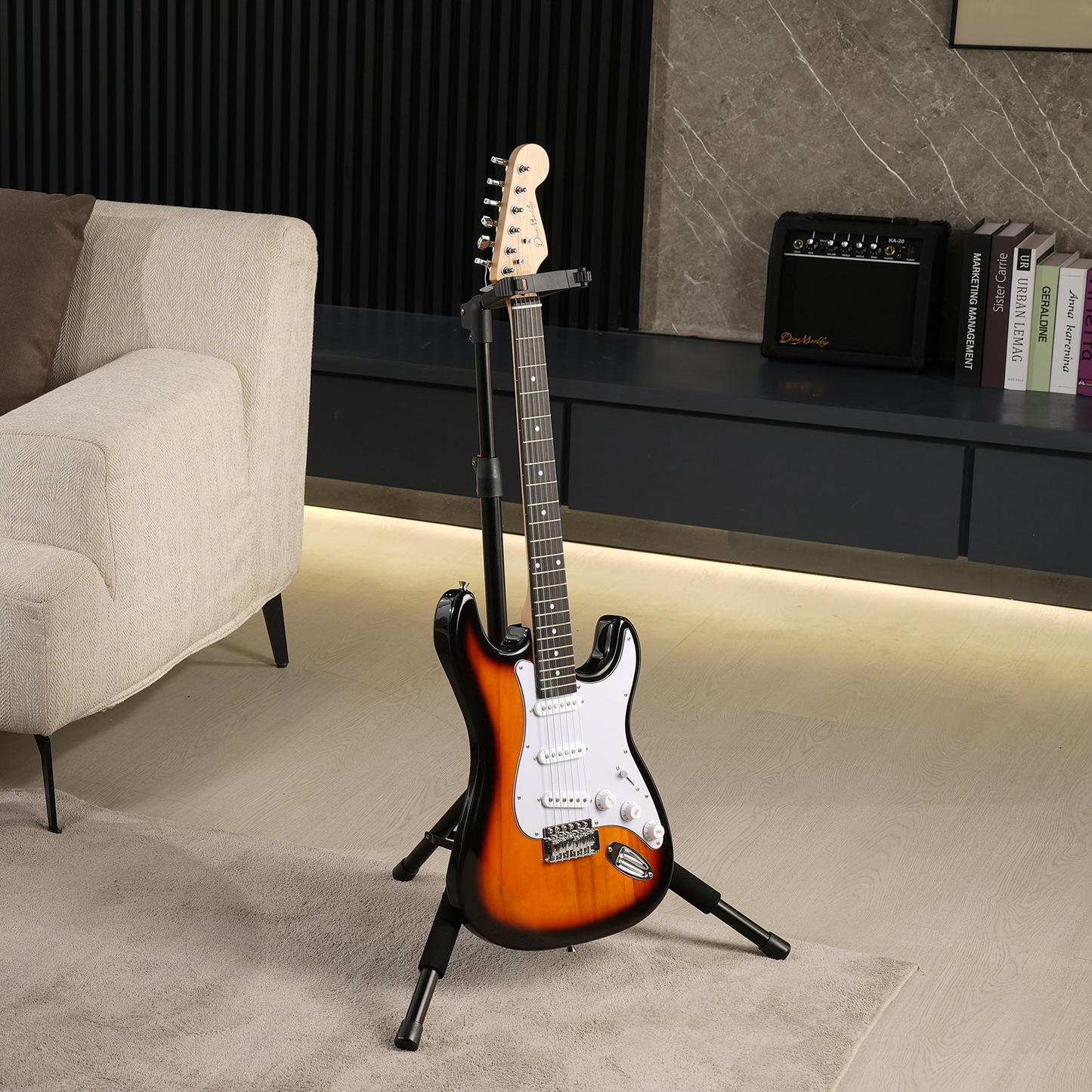 VEVOR Adjustable Tripod Guitar Stand – Sturdy & Foldable for Acoustic, Electric & Bass Guitars | Height Adjustable 35.4-47.2 inches