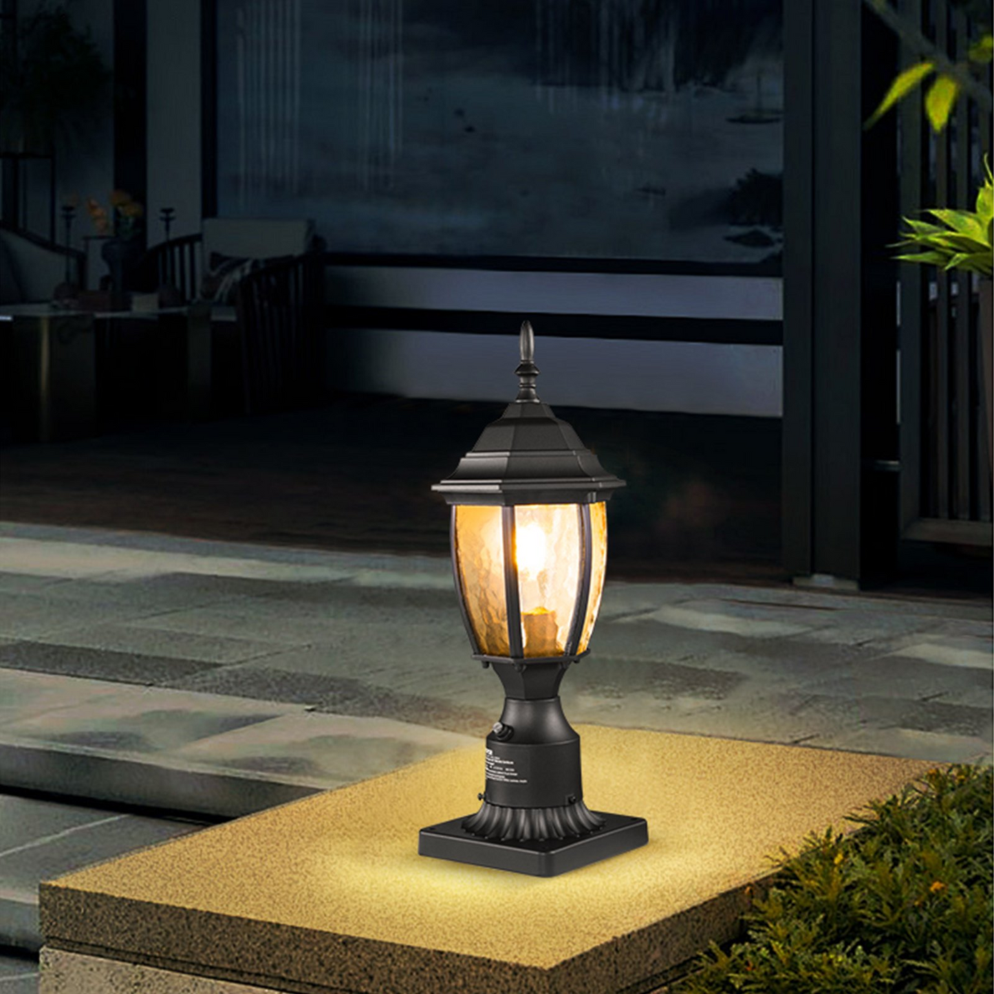 VEVOR Outdoor Lamp Post Light - Dusk to Dawn Sensor, 15.75" Pole or Pier Mount, Elegant and Weatherproof Aluminum Alloy and Glass Design