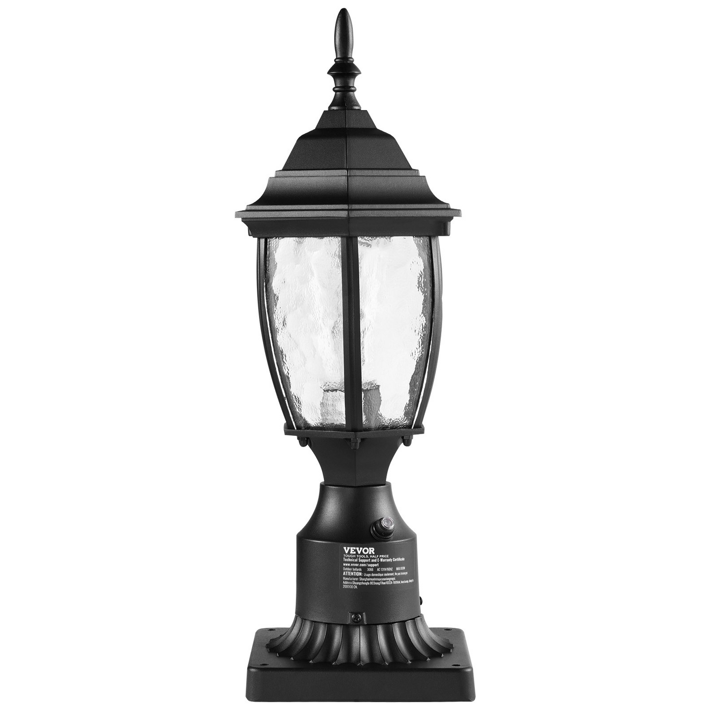 VEVOR Outdoor Lamp Post Light - Dusk to Dawn Sensor, 15.75" Pole or Pier Mount, Elegant and Weatherproof Aluminum Alloy and Glass Design