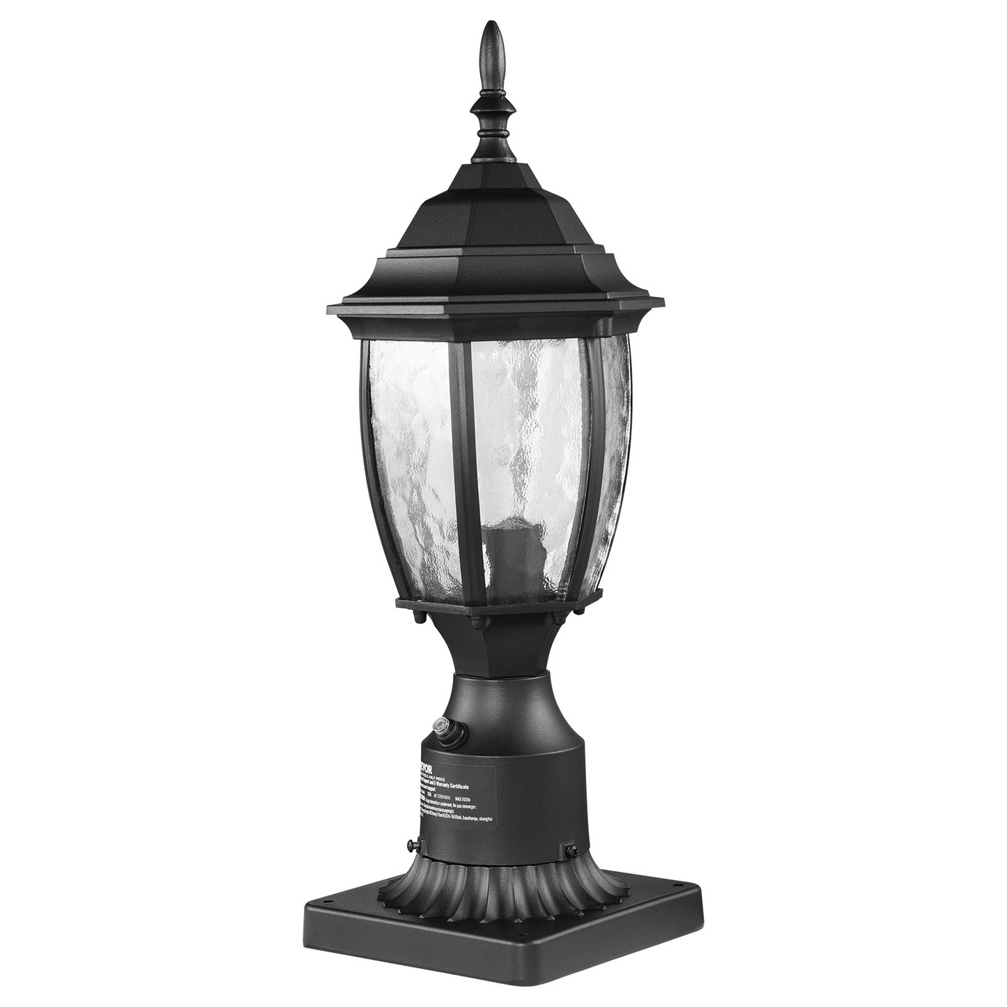 VEVOR Outdoor Lamp Post Light - Dusk to Dawn Sensor, 15.75" Pole or Pier Mount, Elegant and Weatherproof Aluminum Alloy and Glass Design