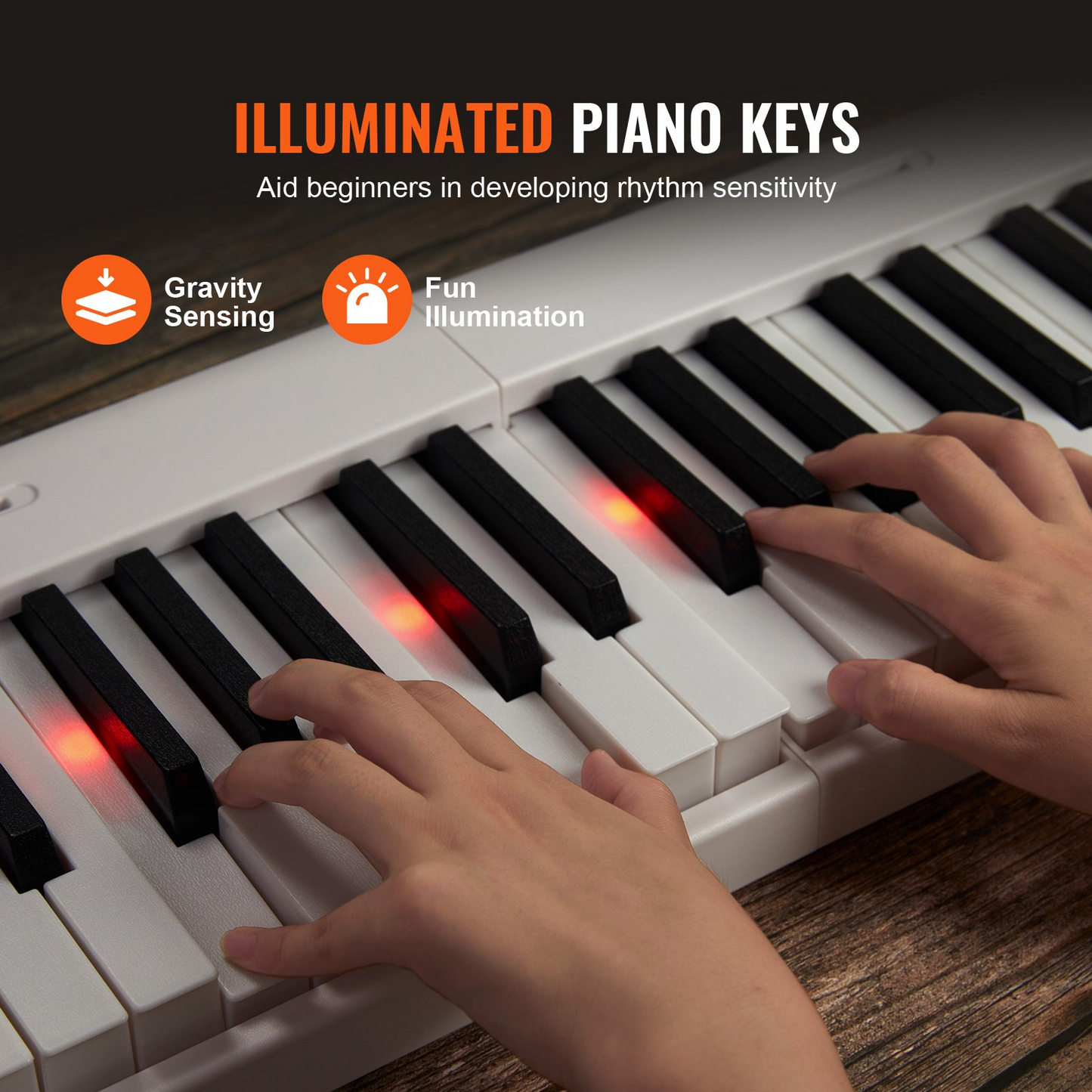 VEVOR 88 Key Folding Keyboard Piano - Portable & Foldable, Bluetooth MIDI, White - Ideal for Music Education & Practice